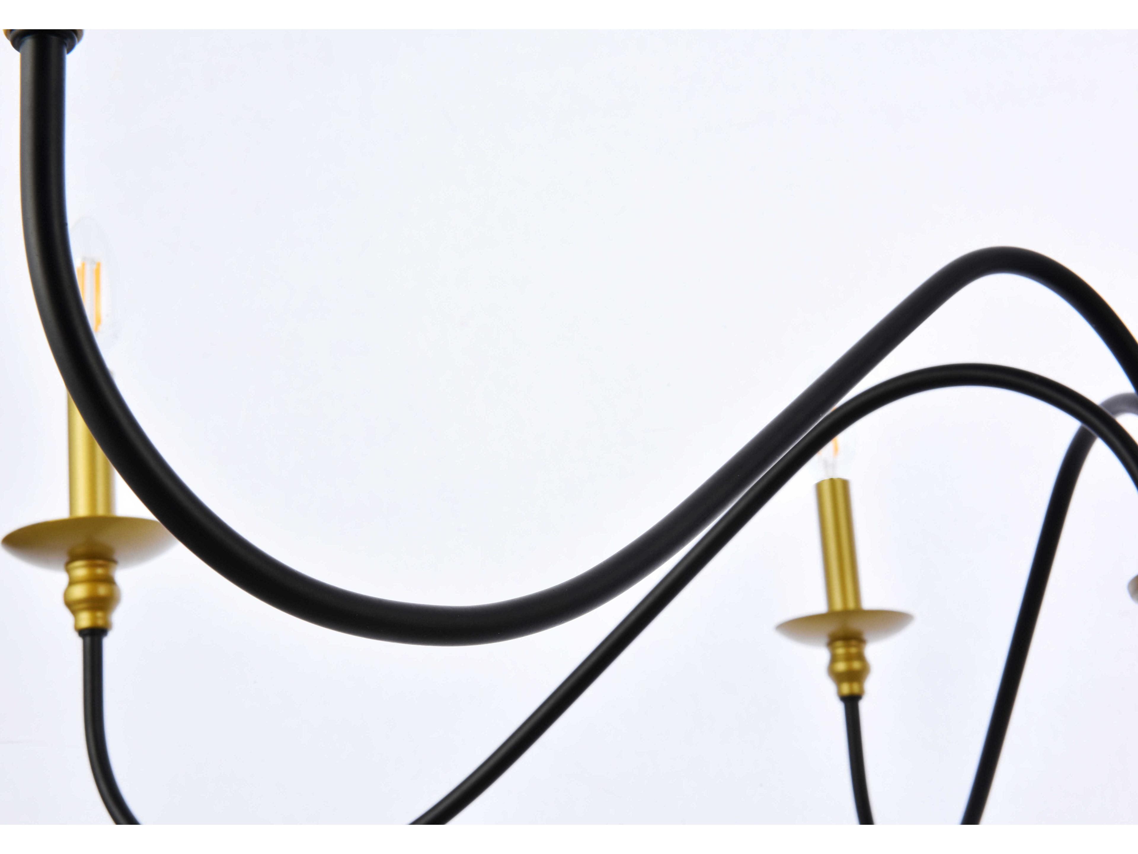 Elegant Lighting Rohan 6-Light Brass And Black Candelabra Chandelier
