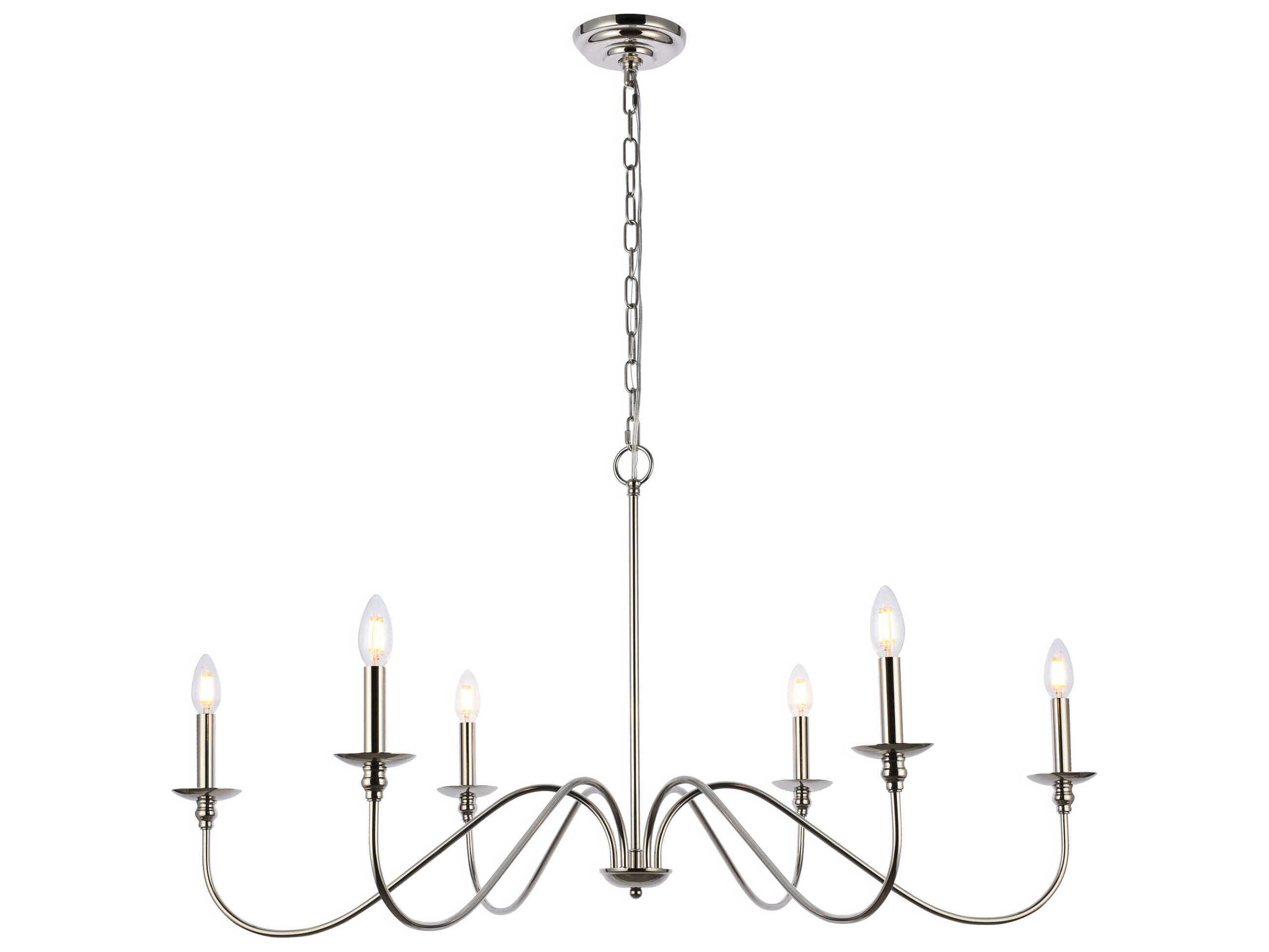 Elegant Lighting Rohan 6-Light Polished Nickel Candelabra Chandelier