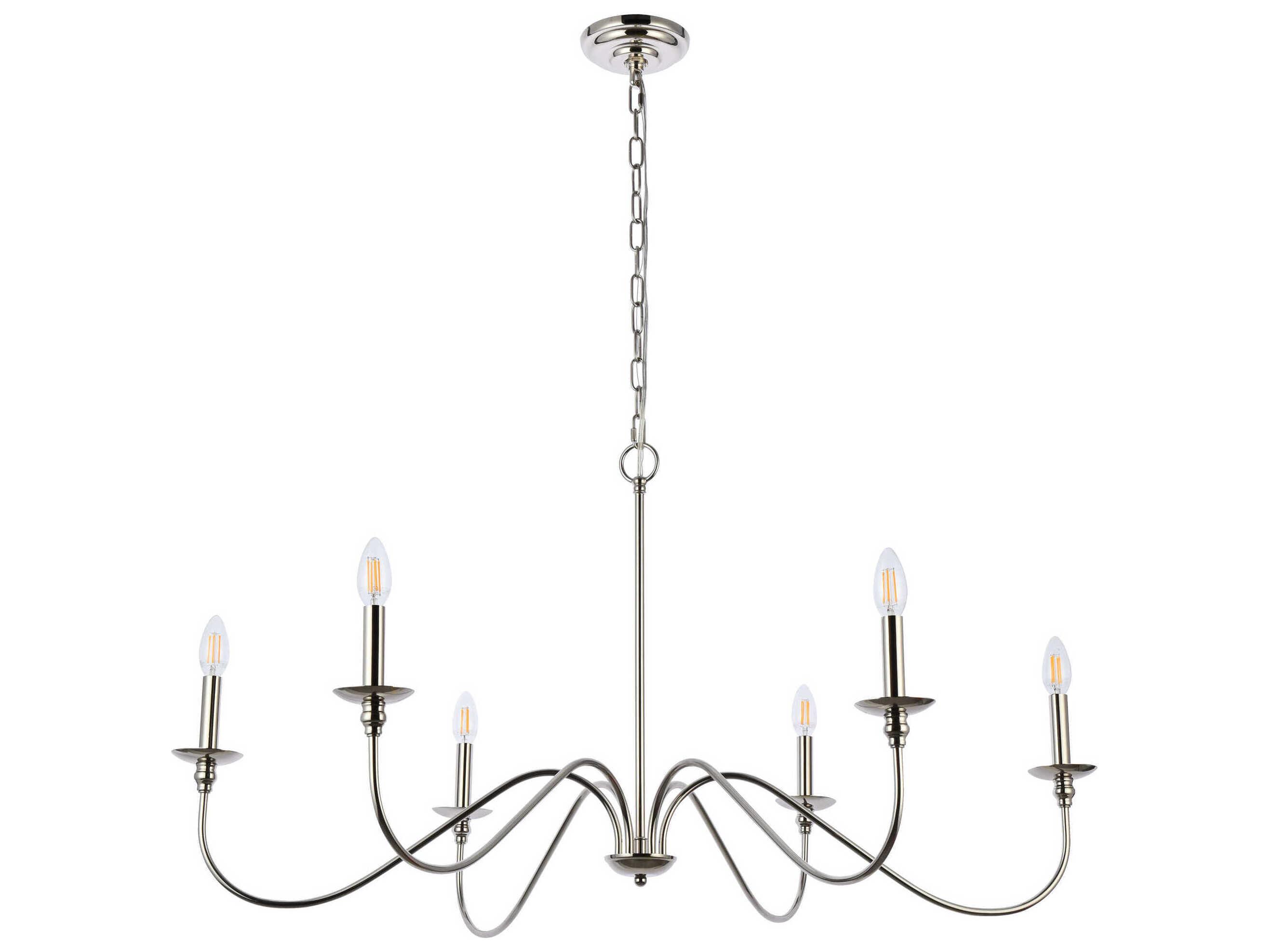 Elegant Lighting Rohan 6-Light Polished Nickel Candelabra Chandelier