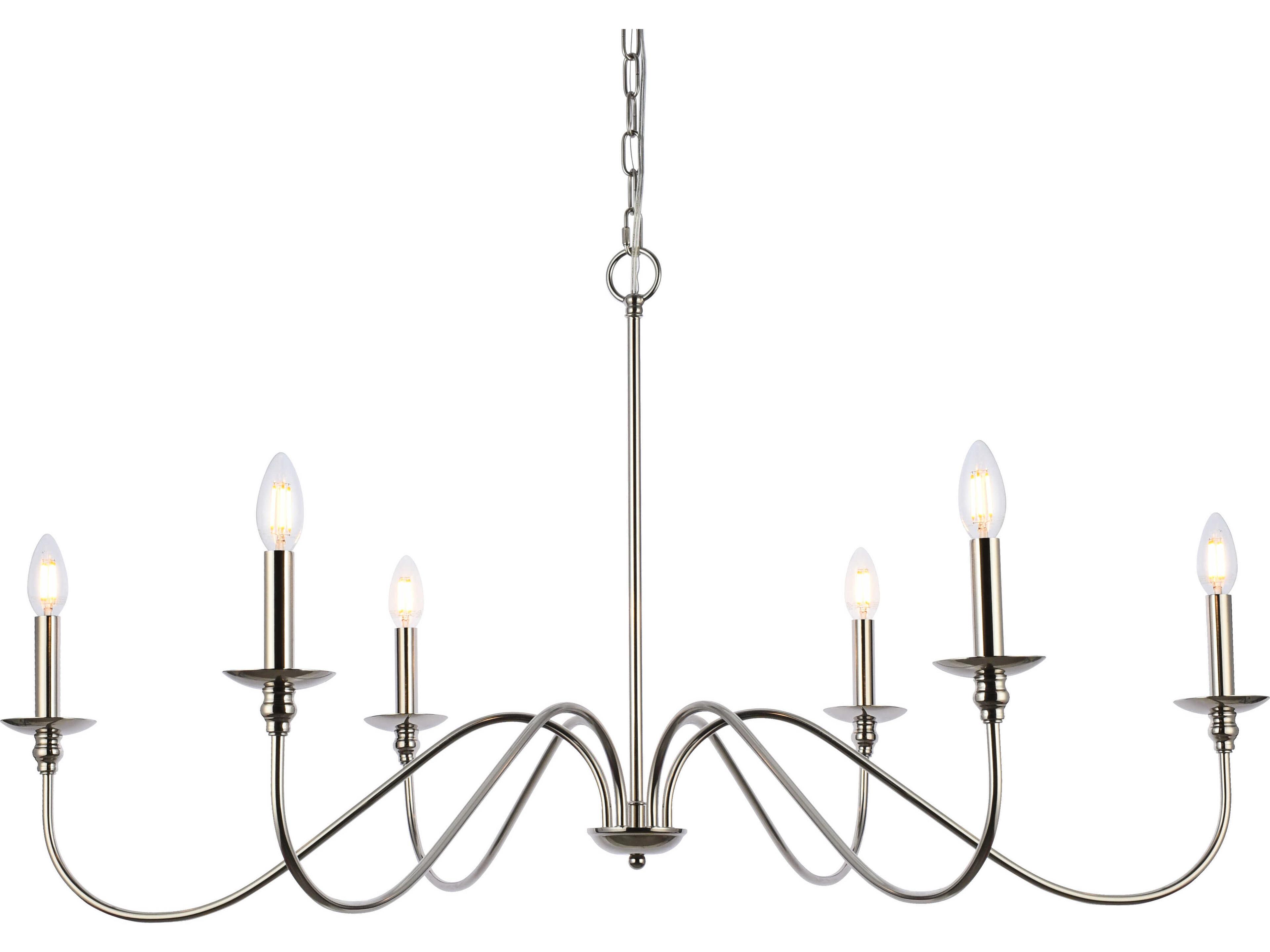 Elegant Lighting Rohan 6-Light Polished Nickel Candelabra Chandelier