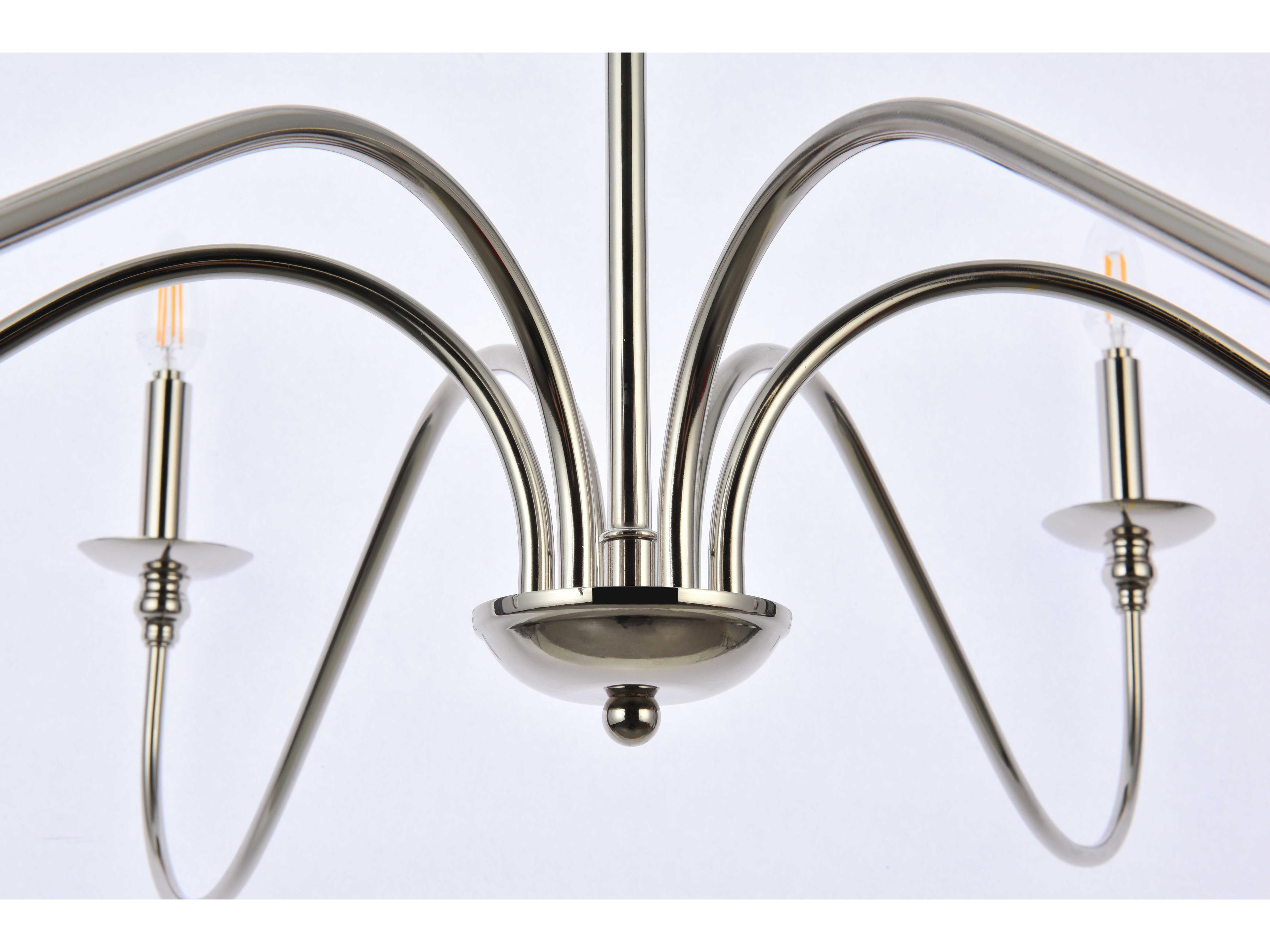 Elegant Lighting Rohan 6-Light Polished Nickel Candelabra Chandelier