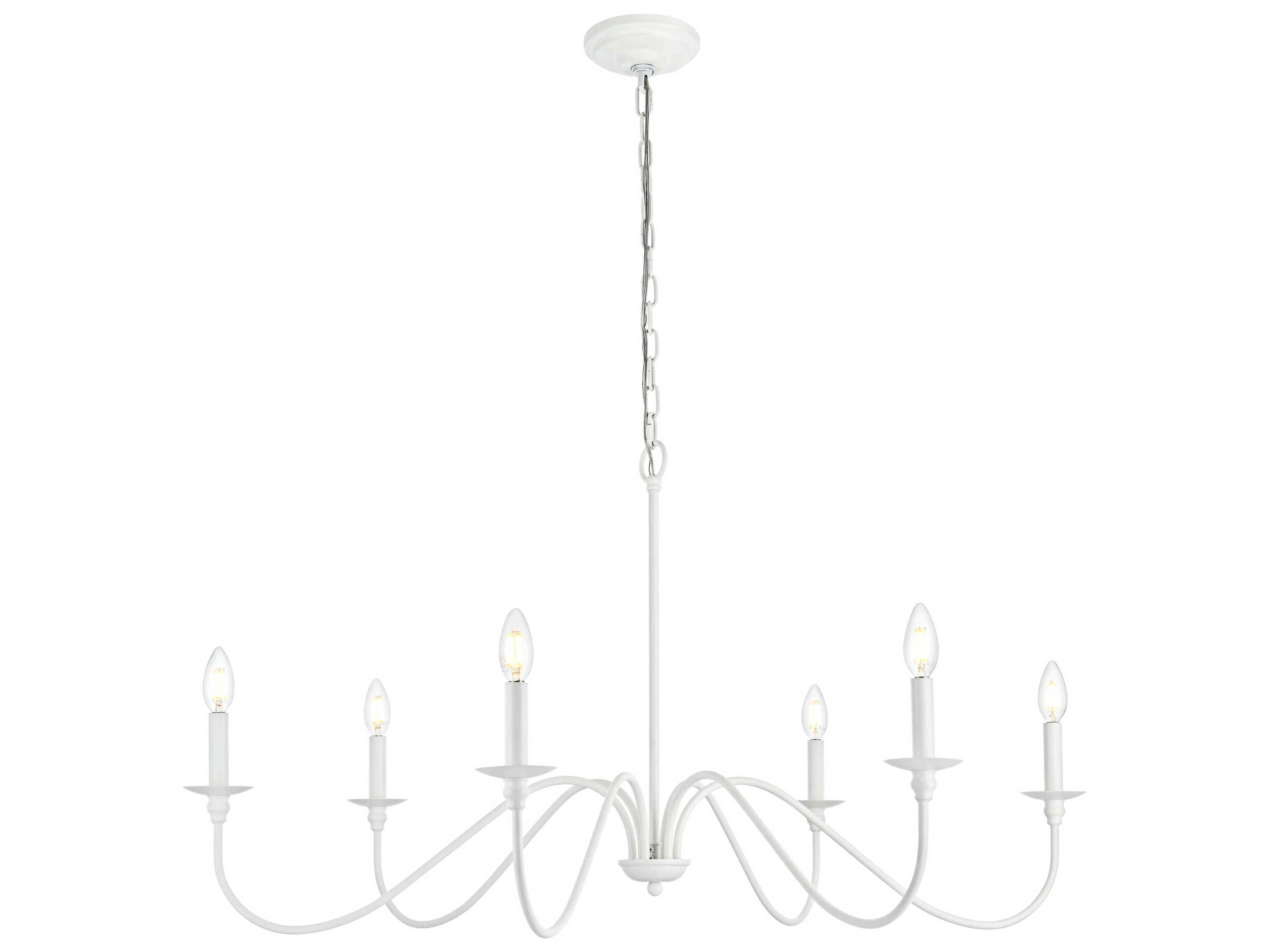 Elegant Lighting Rohan 6-Light White Candelabra Chandelier
