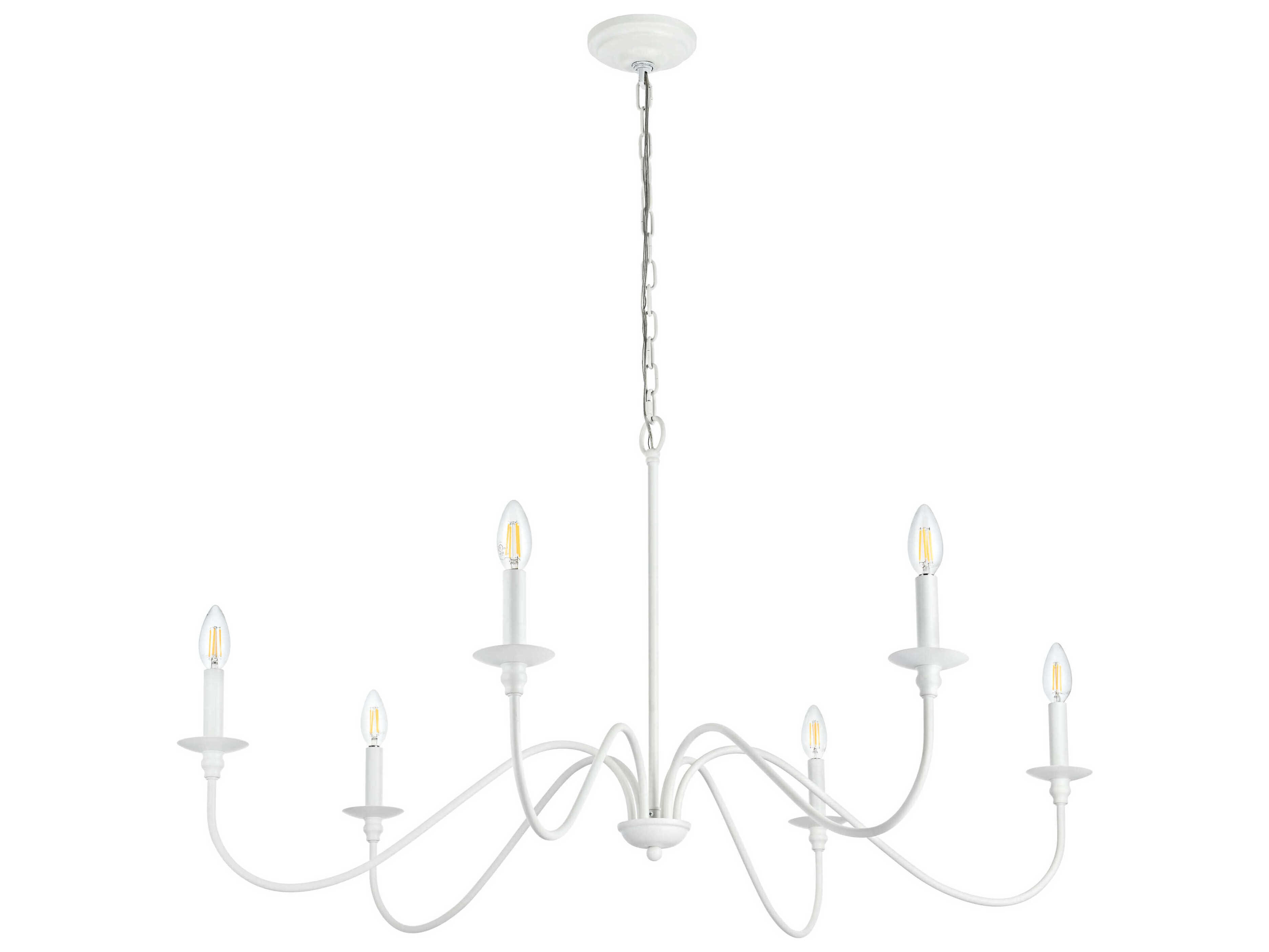 Elegant Lighting Rohan 6-Light White Candelabra Chandelier