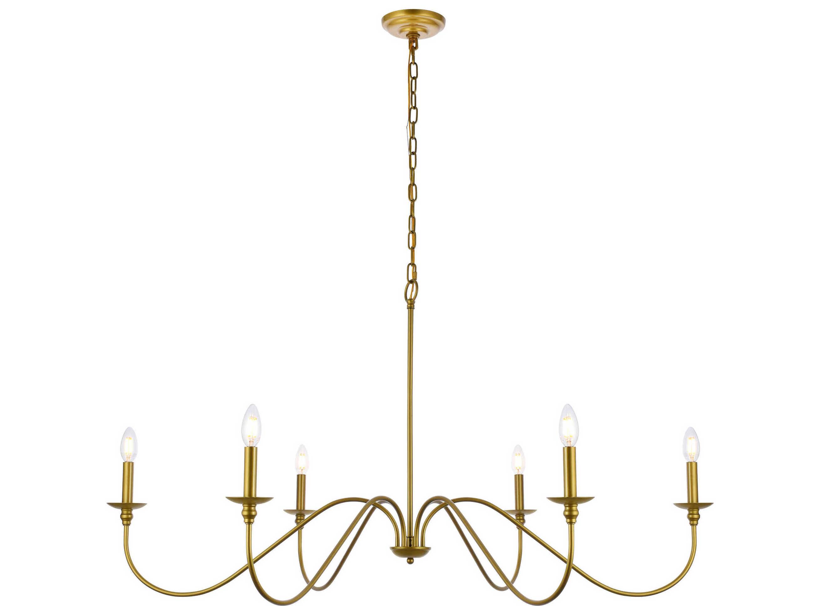 Elegant Lighting Rohan 6-Light Brass Candelabra Chandelier