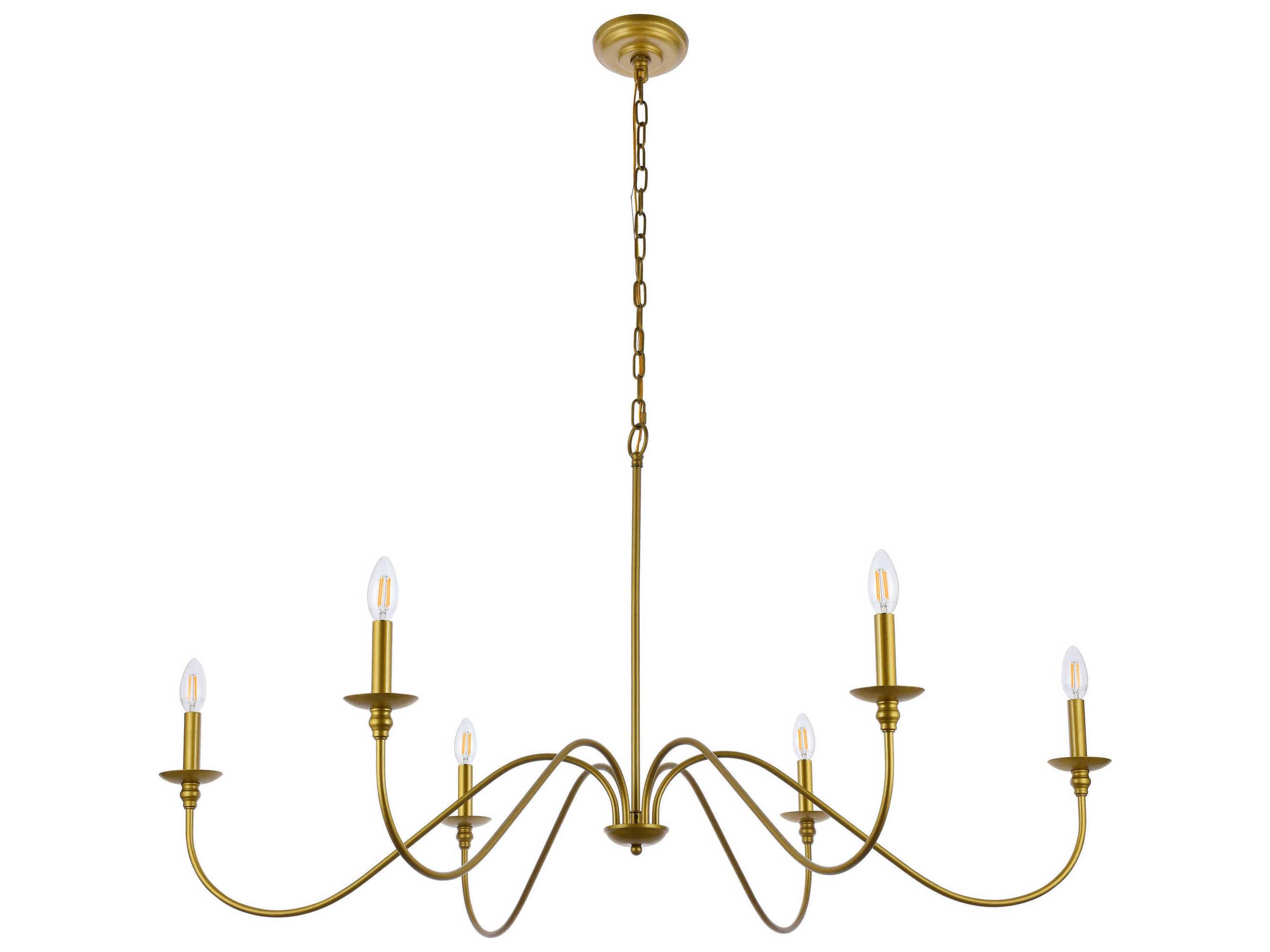 Elegant Lighting Rohan 6-Light Brass Candelabra Chandelier