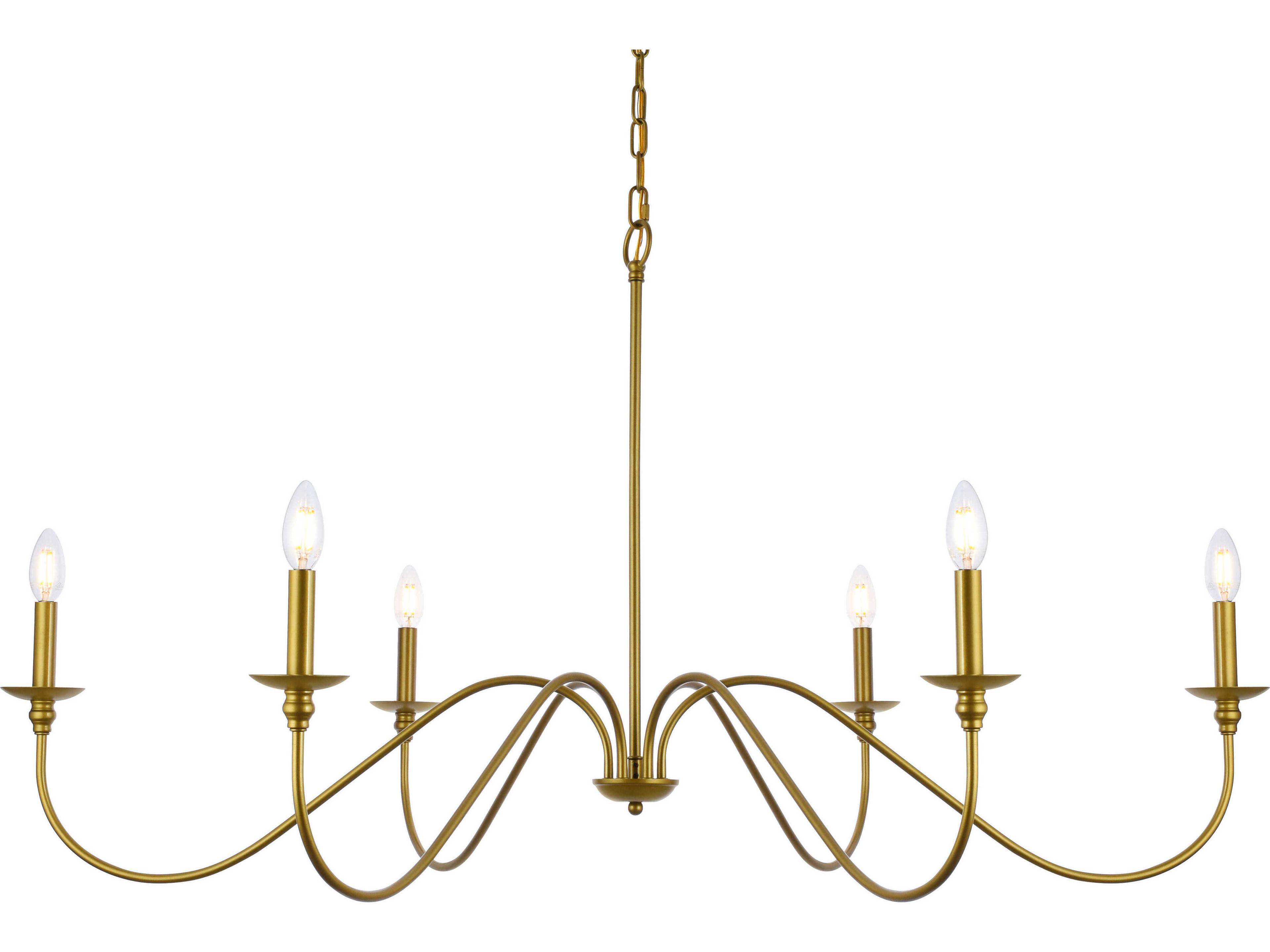 Elegant Lighting Rohan 6-Light Brass Candelabra Chandelier