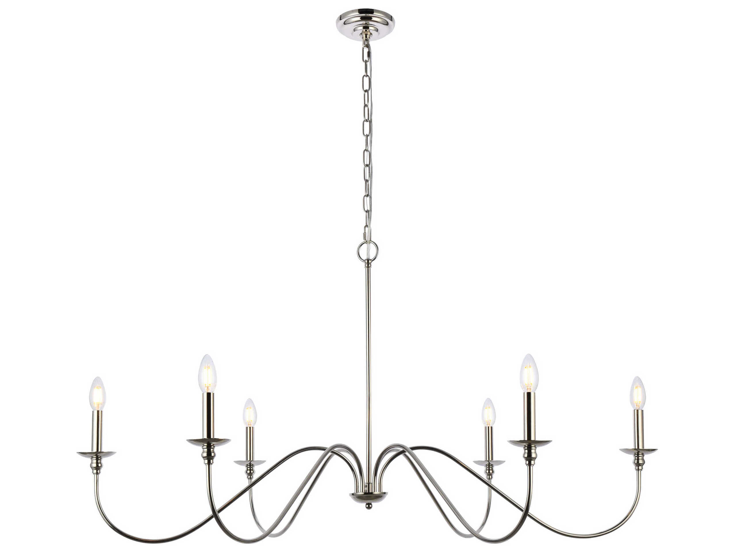 Elegant Lighting Rohan 6-Light Polished Nickel Candelabra Chandelier