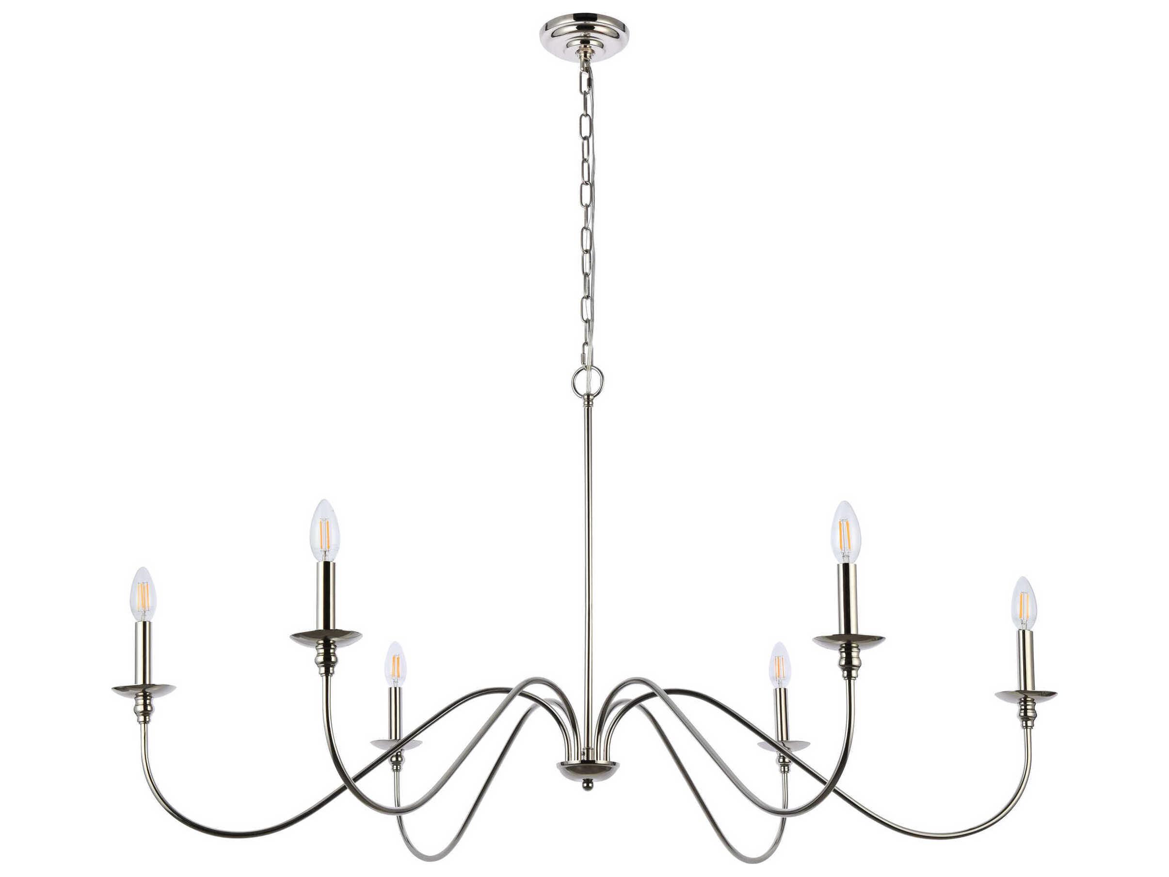 Elegant Lighting Rohan 6-Light Polished Nickel Candelabra Chandelier