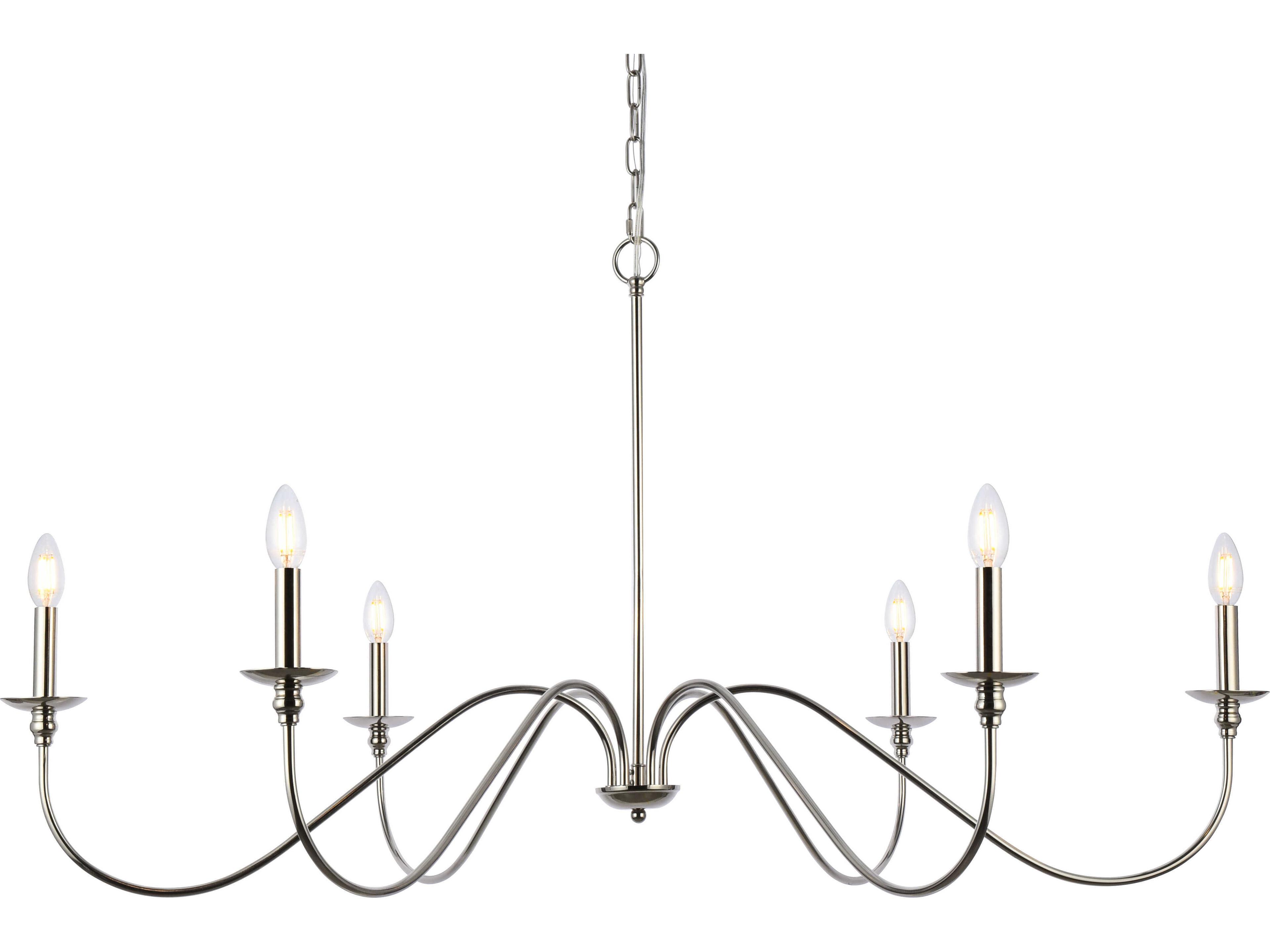 Elegant Lighting Rohan 6-Light Polished Nickel Candelabra Chandelier
