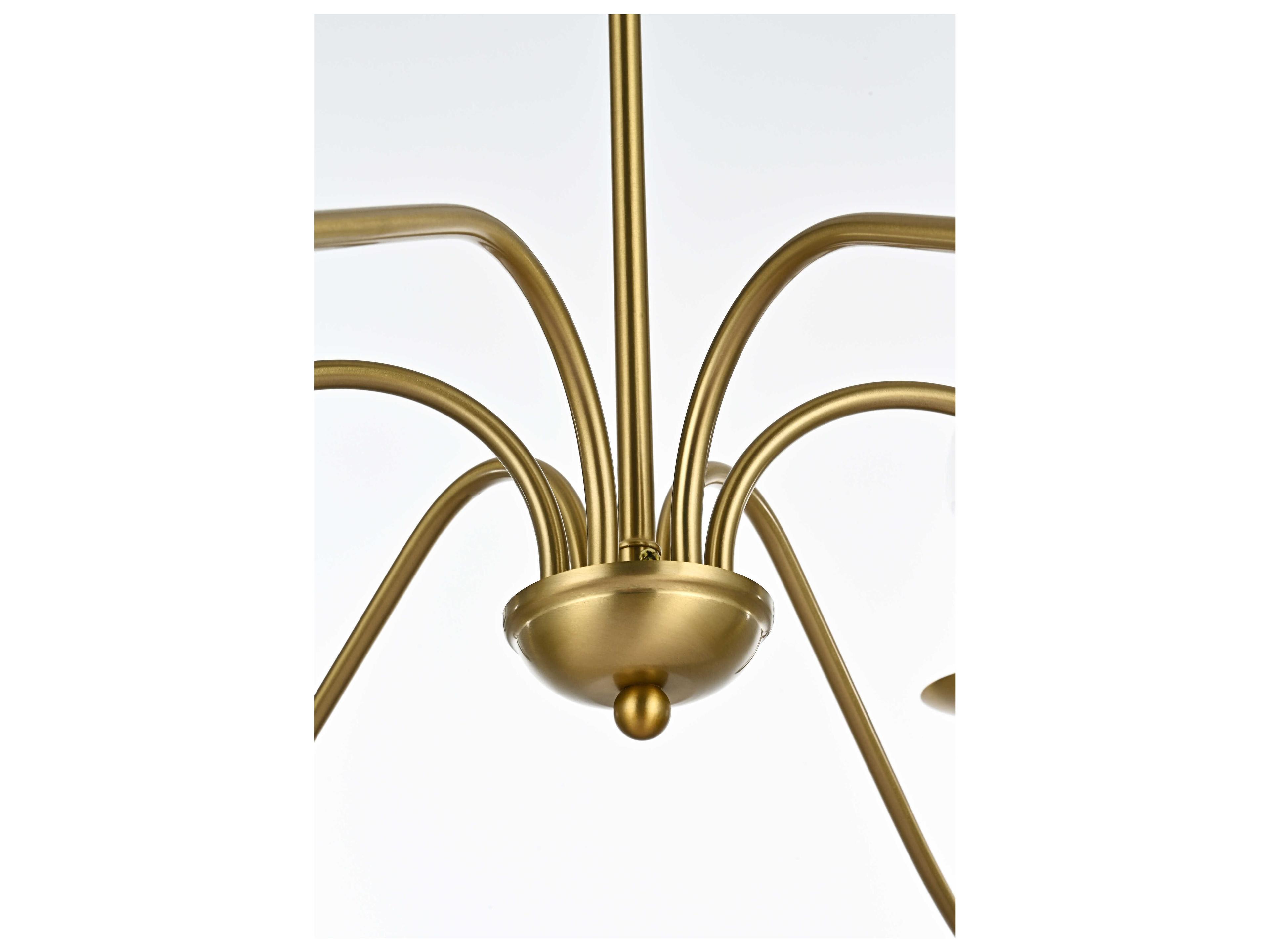 Elegant Lighting Rohan 6-Light Satin Gold Candelabra Chandelier