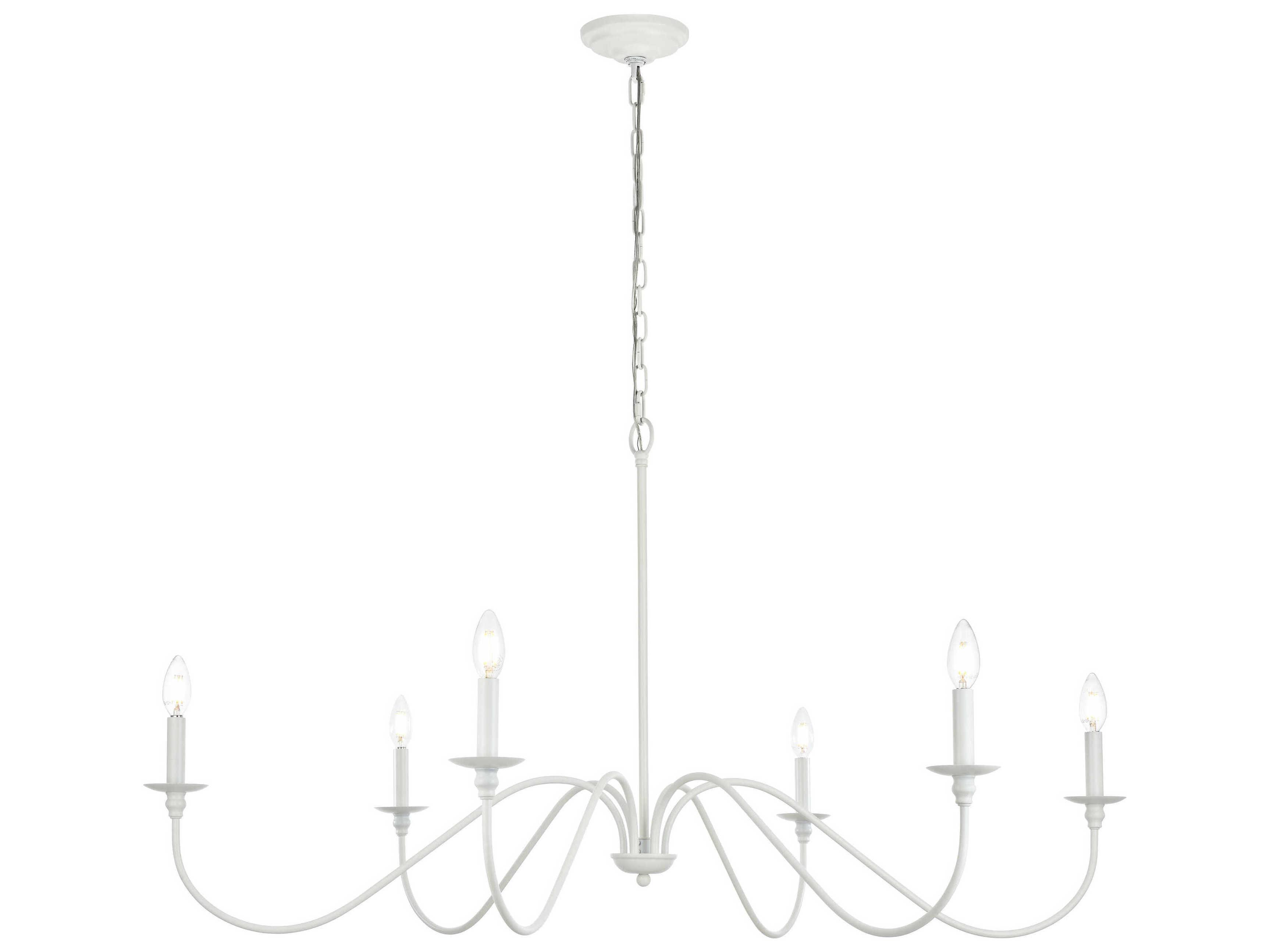 Elegant Lighting Rohan 6-Light White Candelabra Chandelier