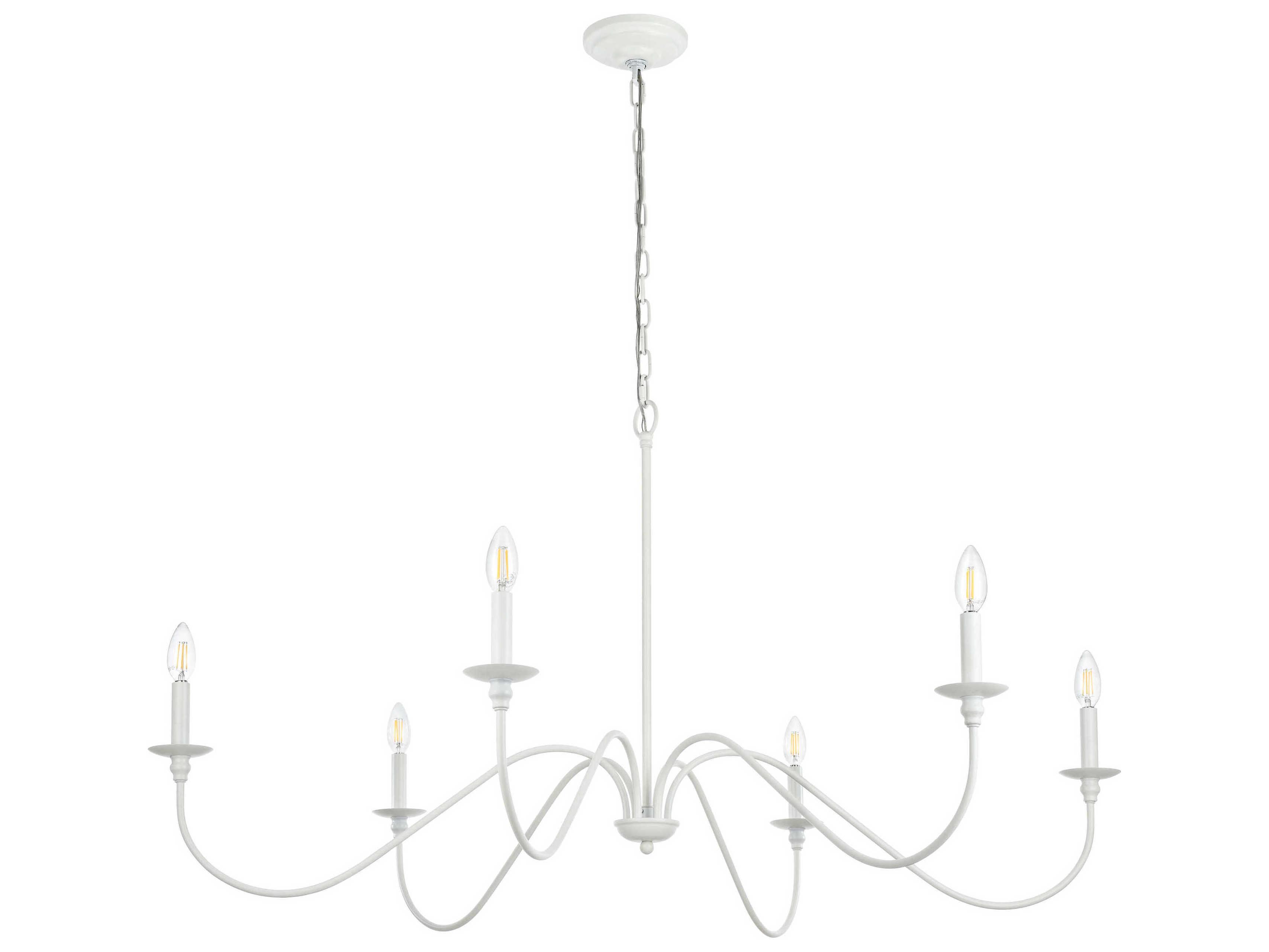 Elegant Lighting Rohan 6-Light White Candelabra Chandelier