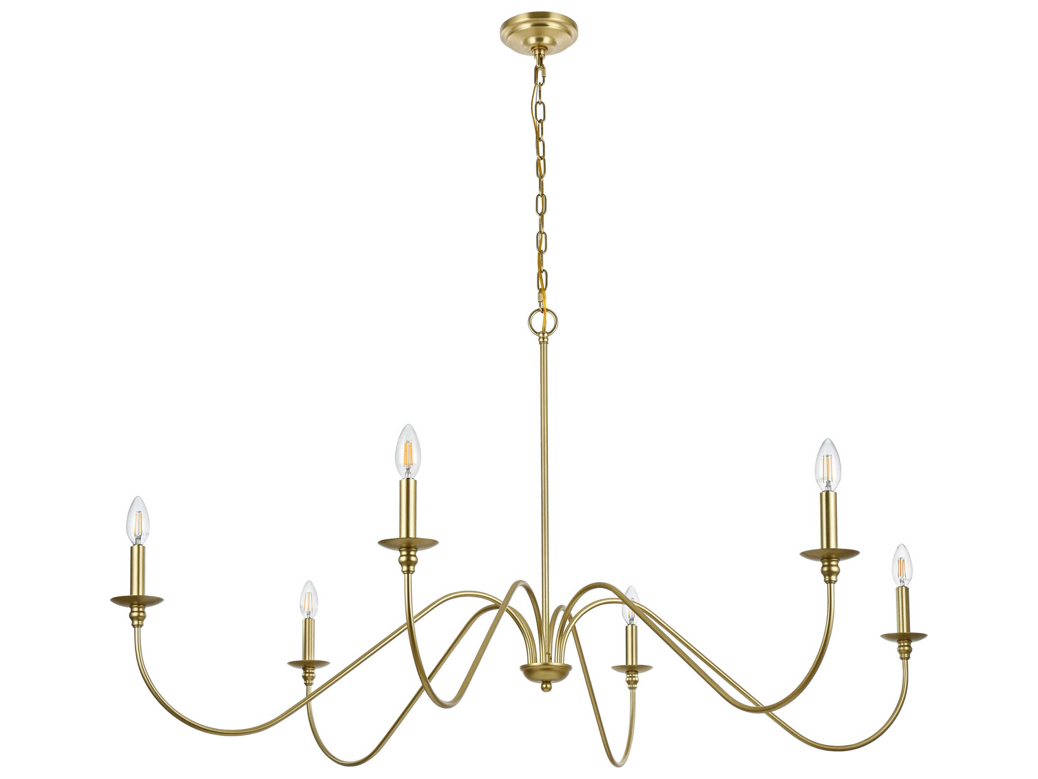 Elegant Lighting Rohan 6-Light Brass Candelabra Chandelier