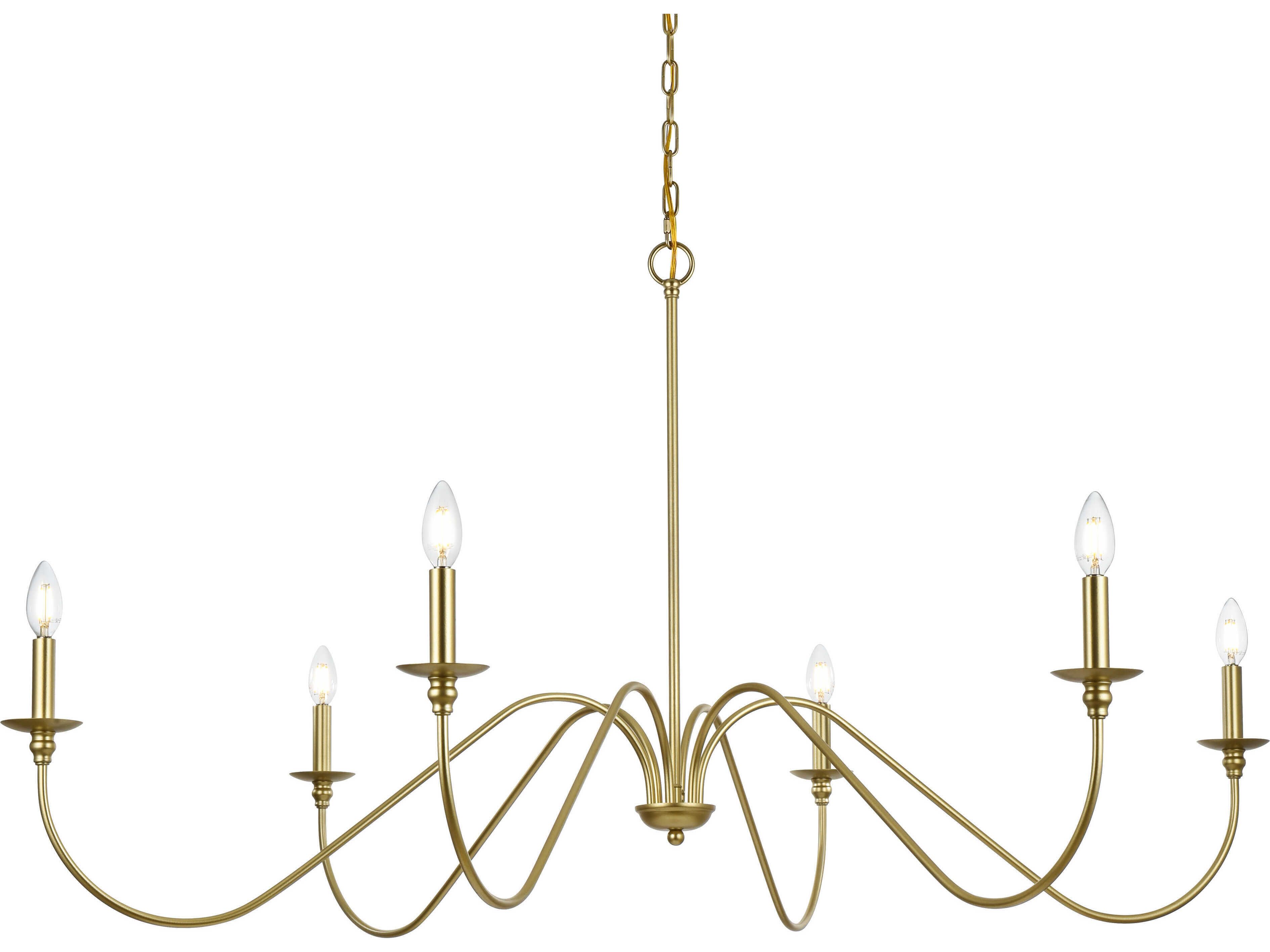 Elegant Lighting Rohan 6-Light Brass Candelabra Chandelier