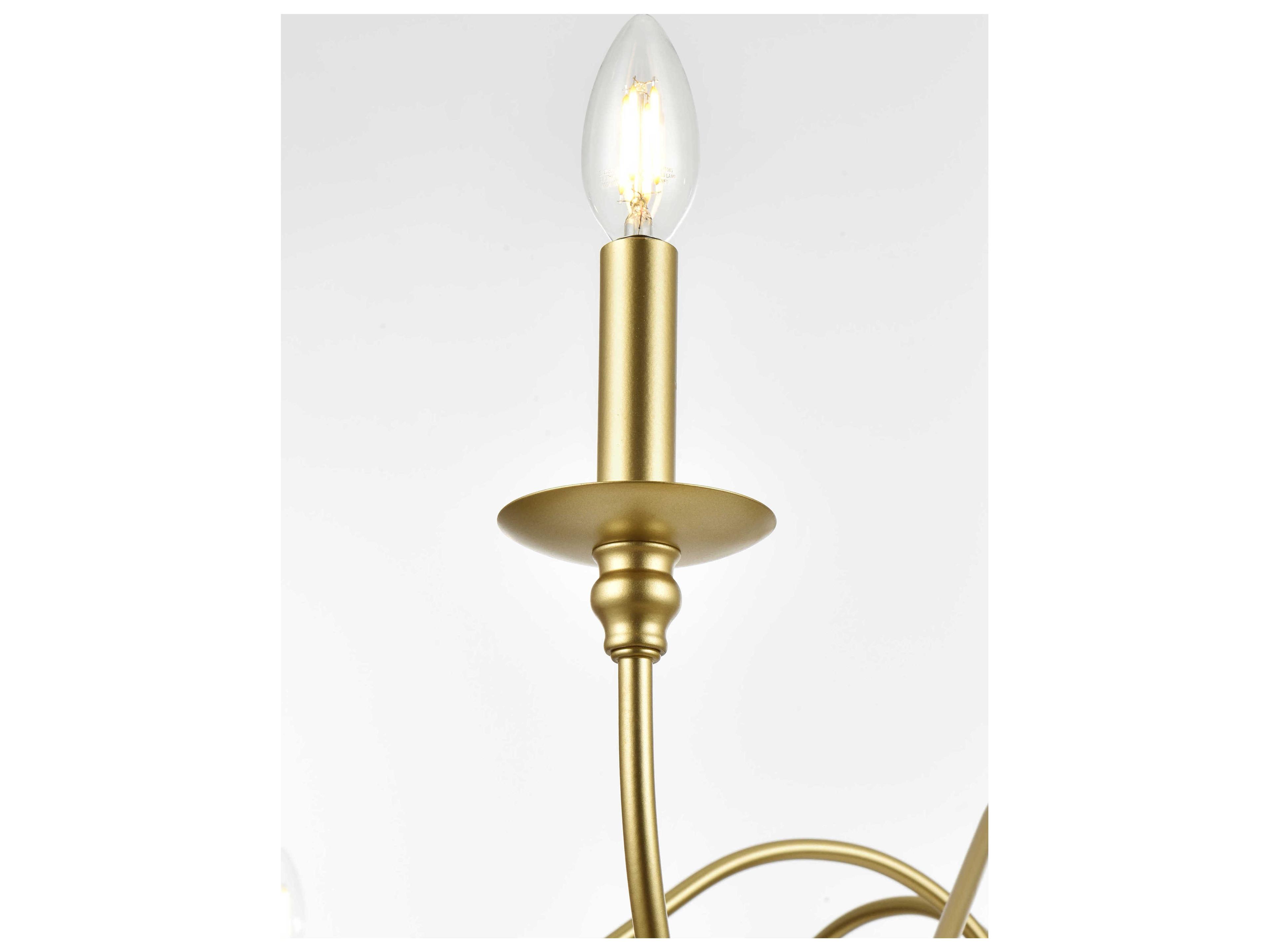 Elegant Lighting Rohan 6-Light Brass Candelabra Chandelier