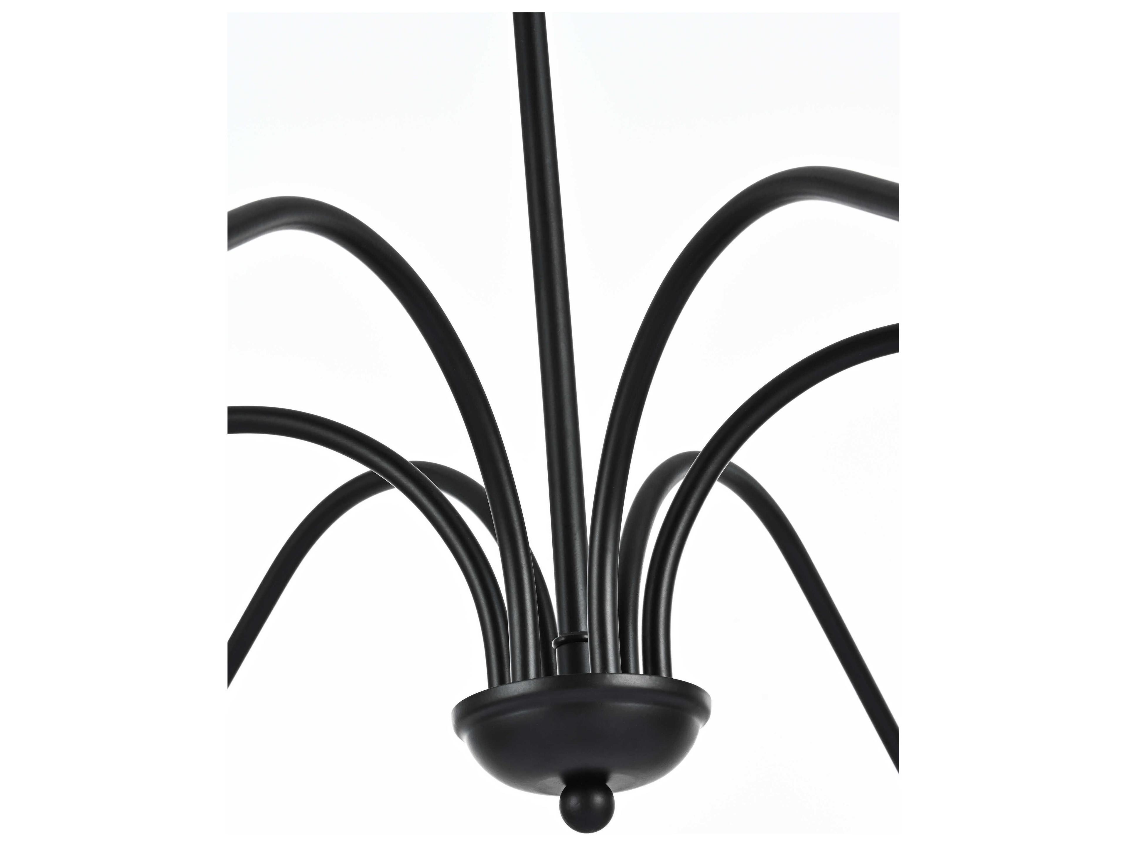 Elegant Lighting Rohan 6-Light Matte Black Candelabra Chandelier
