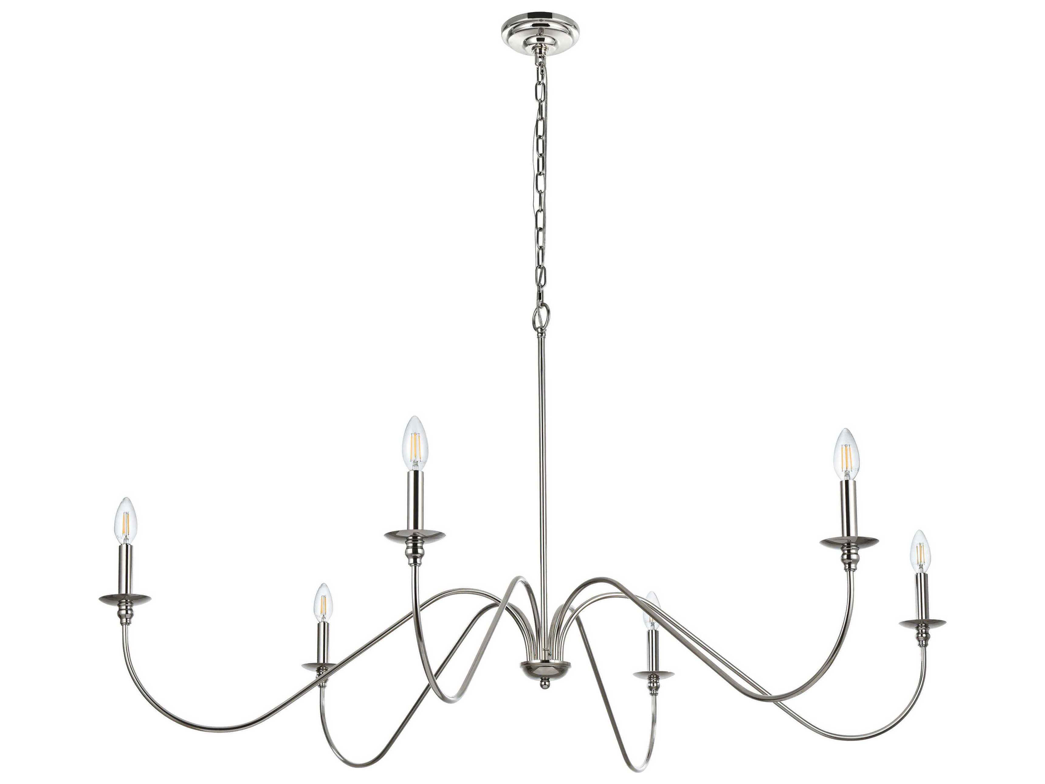 Elegant Lighting Rohan 6-Light Polished Nickel Candelabra Chandelier