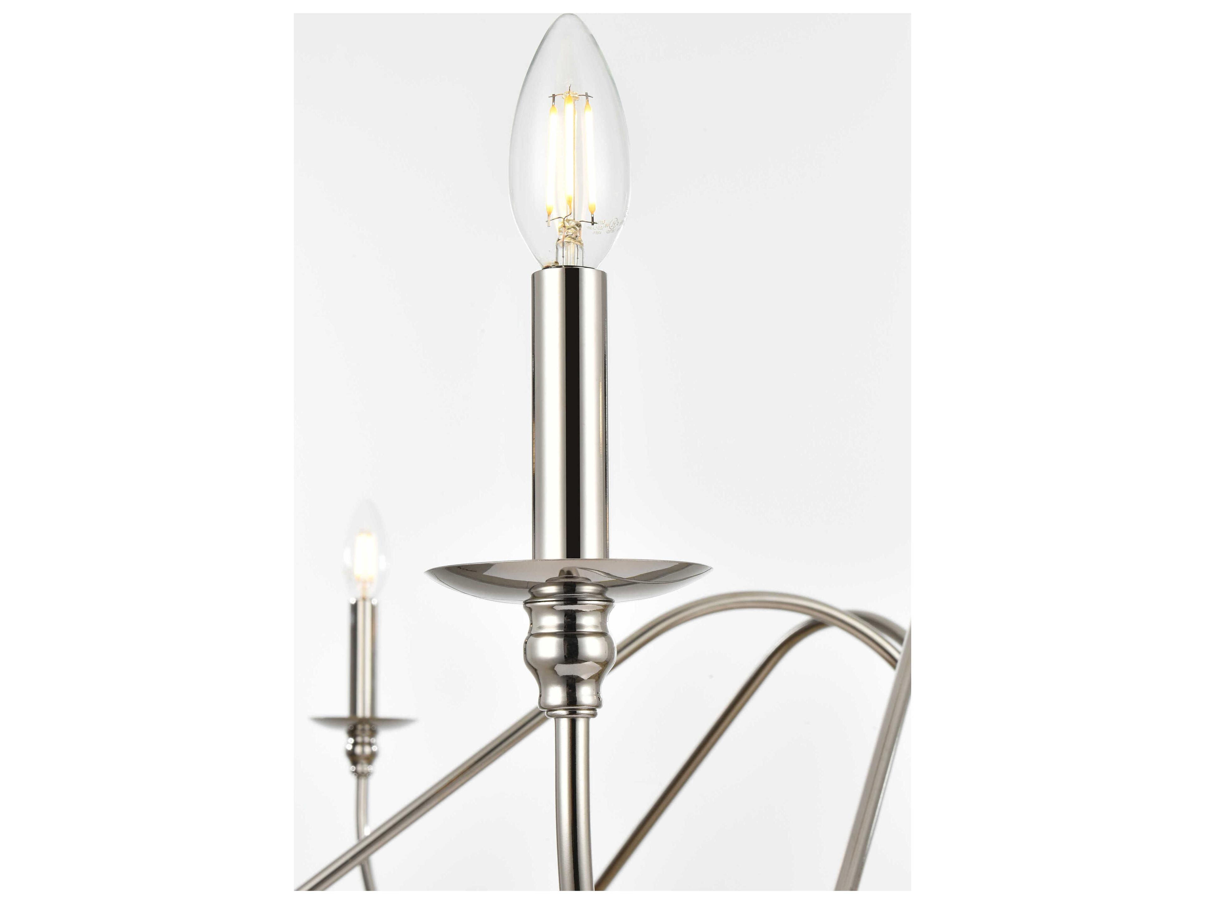 Elegant Lighting Rohan 6-Light Polished Nickel Candelabra Chandelier