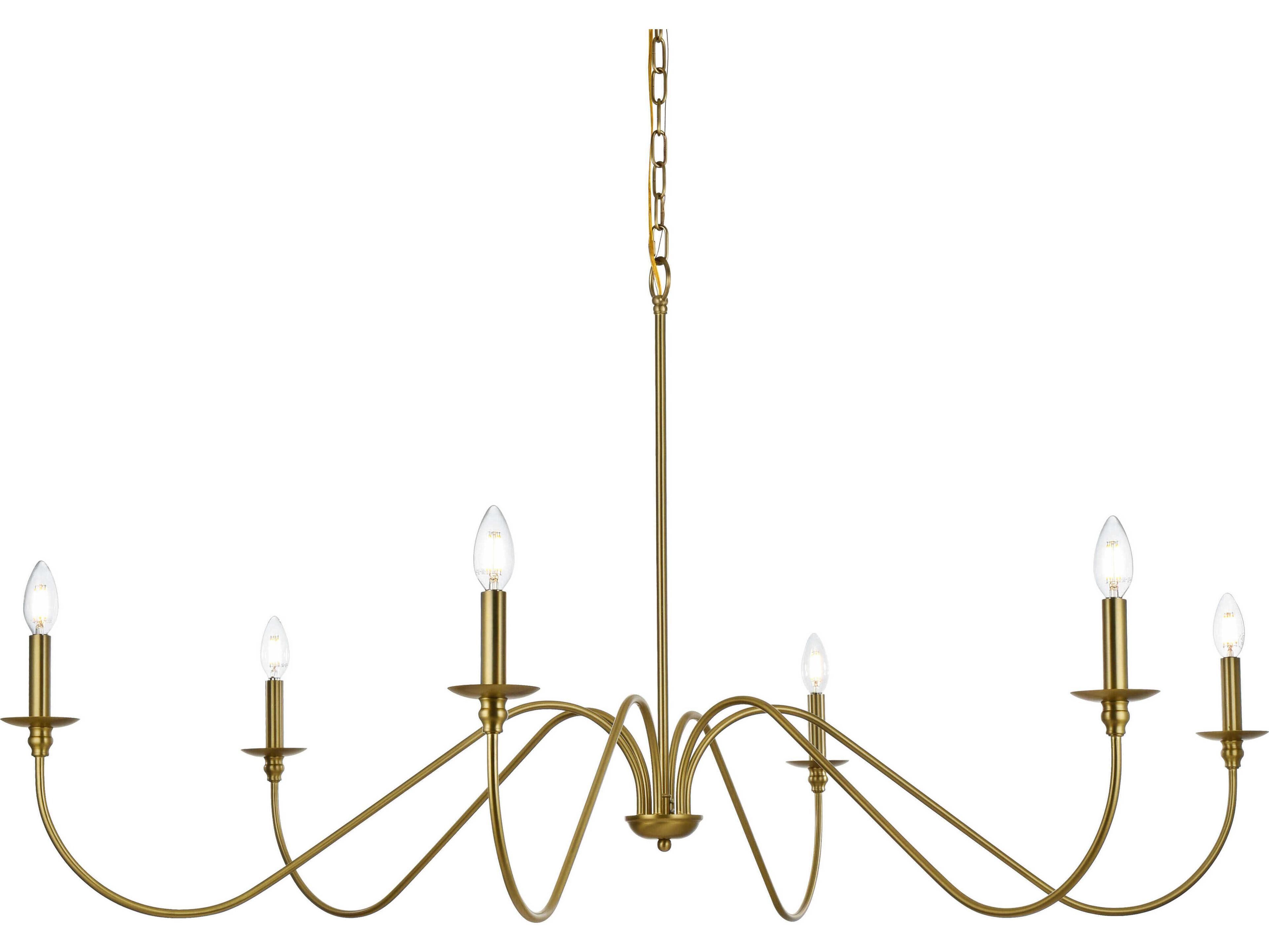 Elegant Lighting Rohan 6-Light Satin Gold Candelabra Chandelier