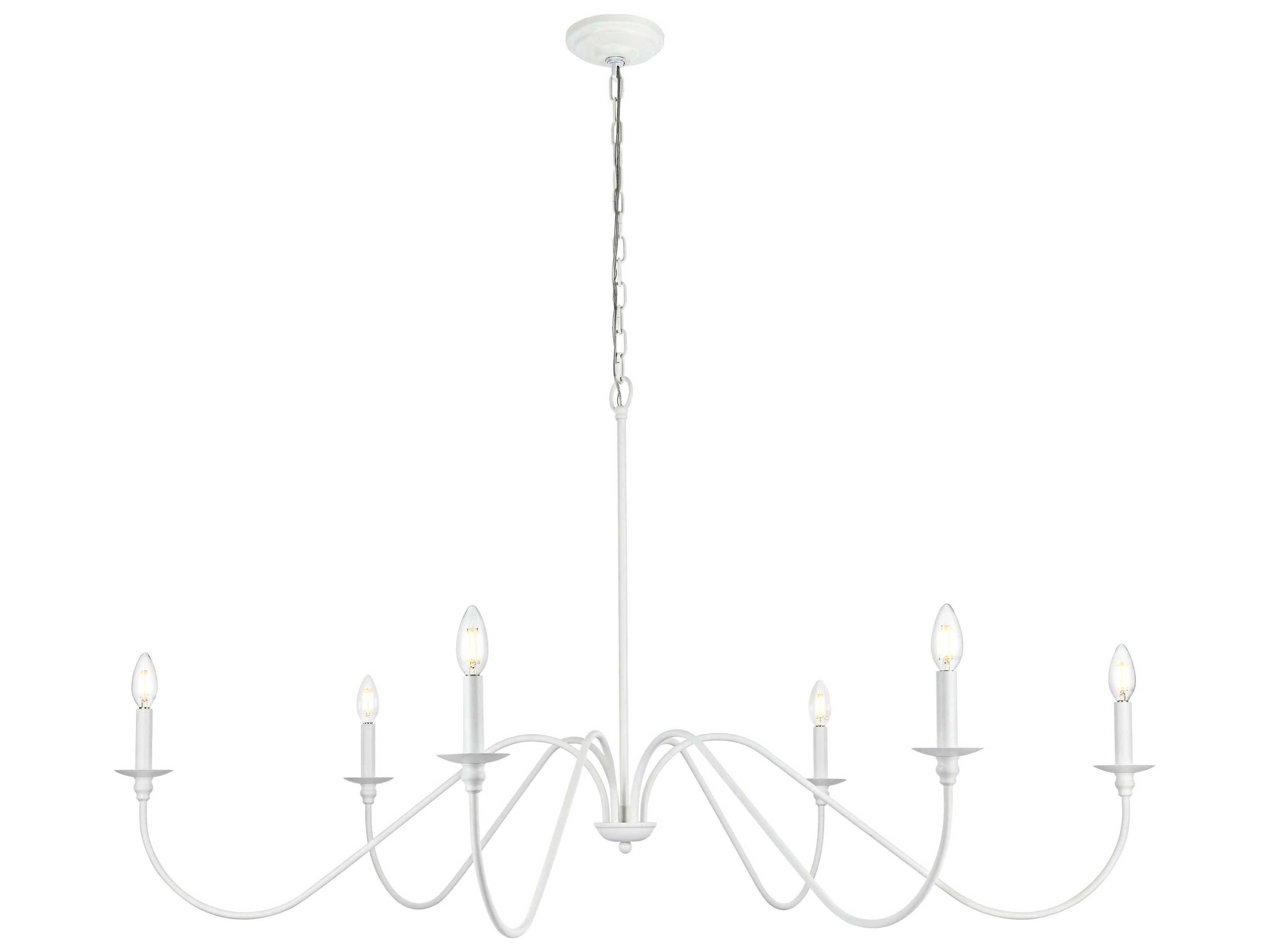 Elegant Lighting Rohan 6-Light White Candelabra Chandelier