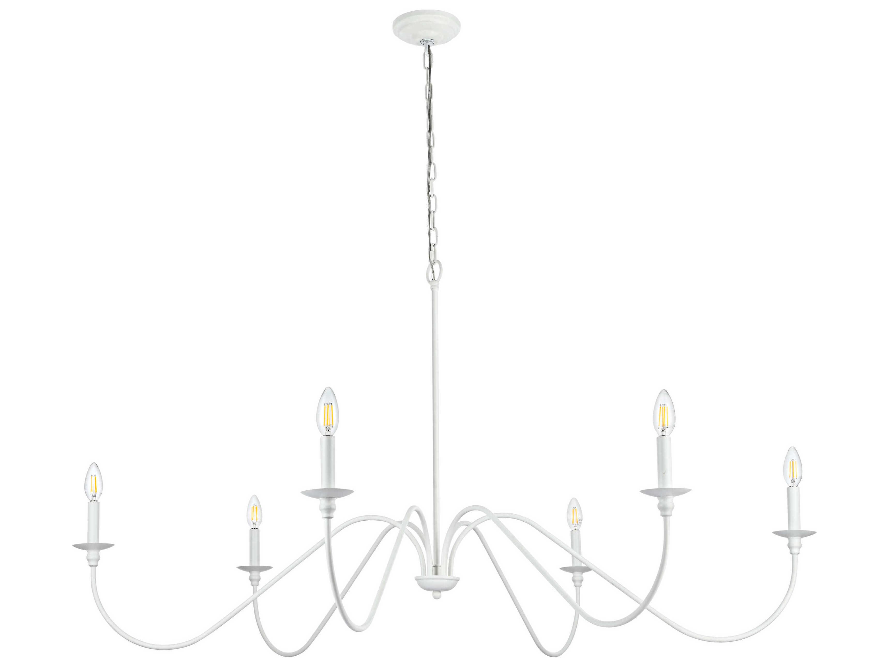 Elegant Lighting Rohan 6-Light White Candelabra Chandelier