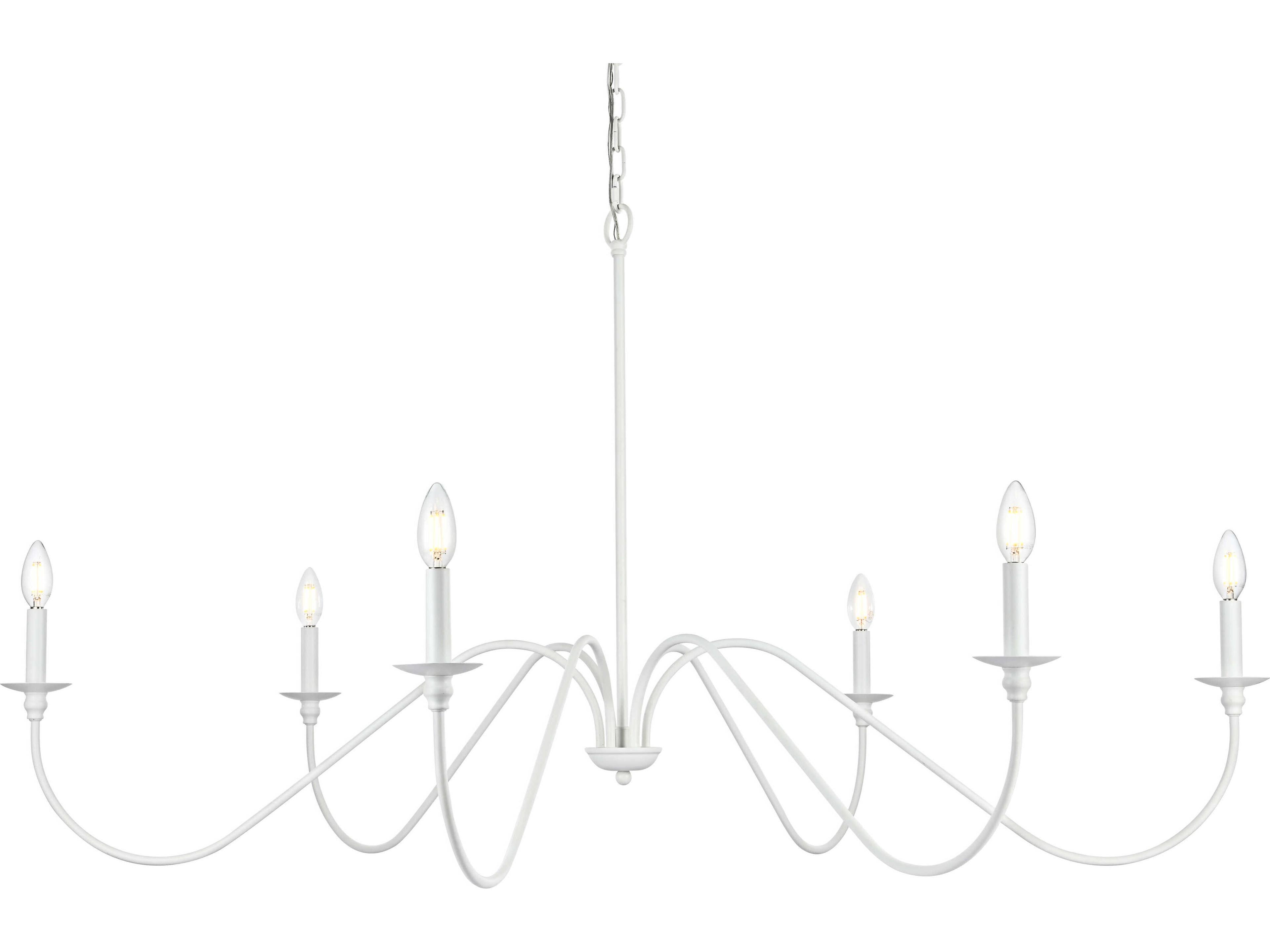 Elegant Lighting Rohan 6-Light White Candelabra Chandelier