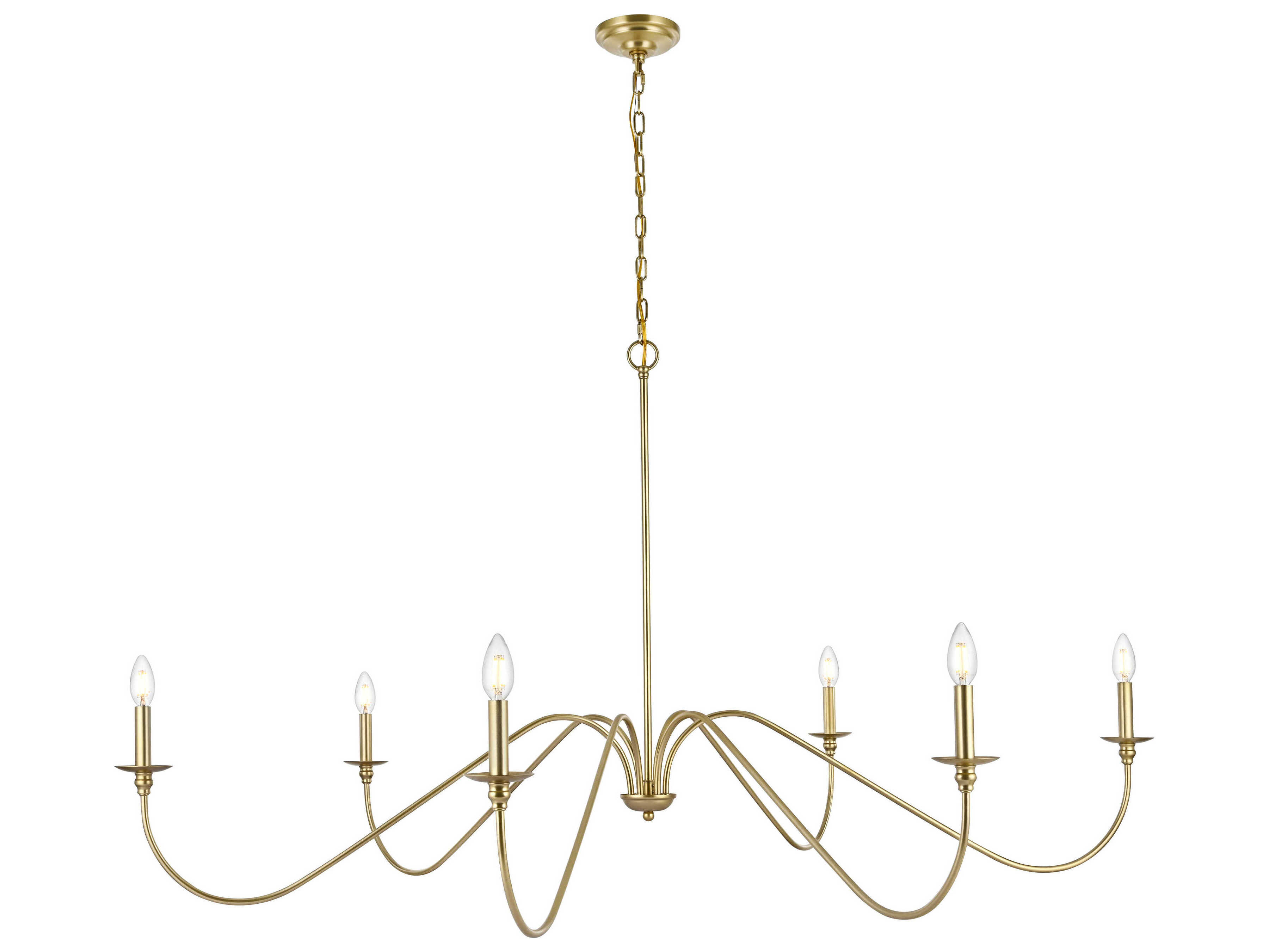 Elegant Lighting Rohan 6-Light Brass Candelabra Chandelier
