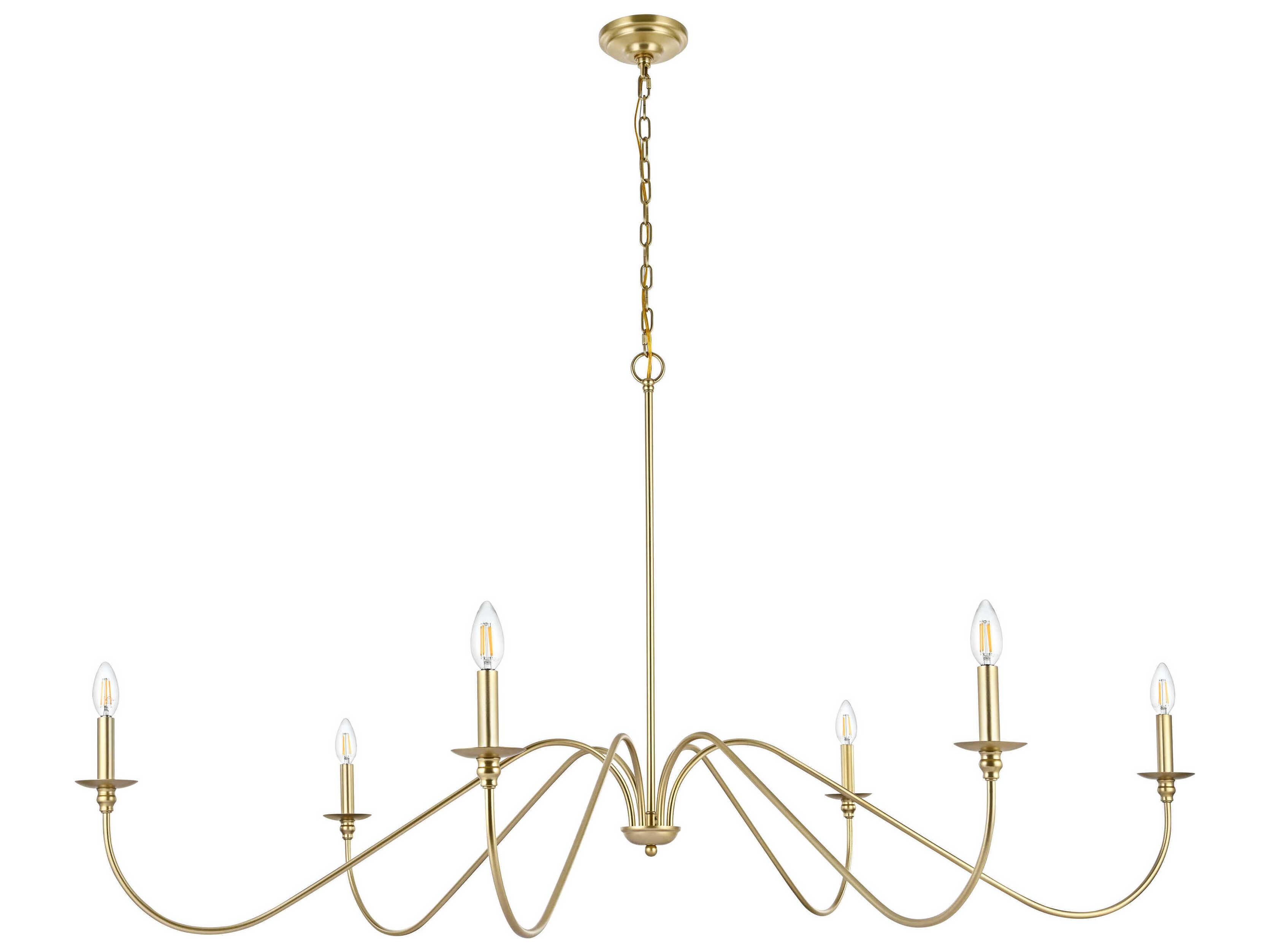 Elegant Lighting Rohan 6-Light Brass Candelabra Chandelier