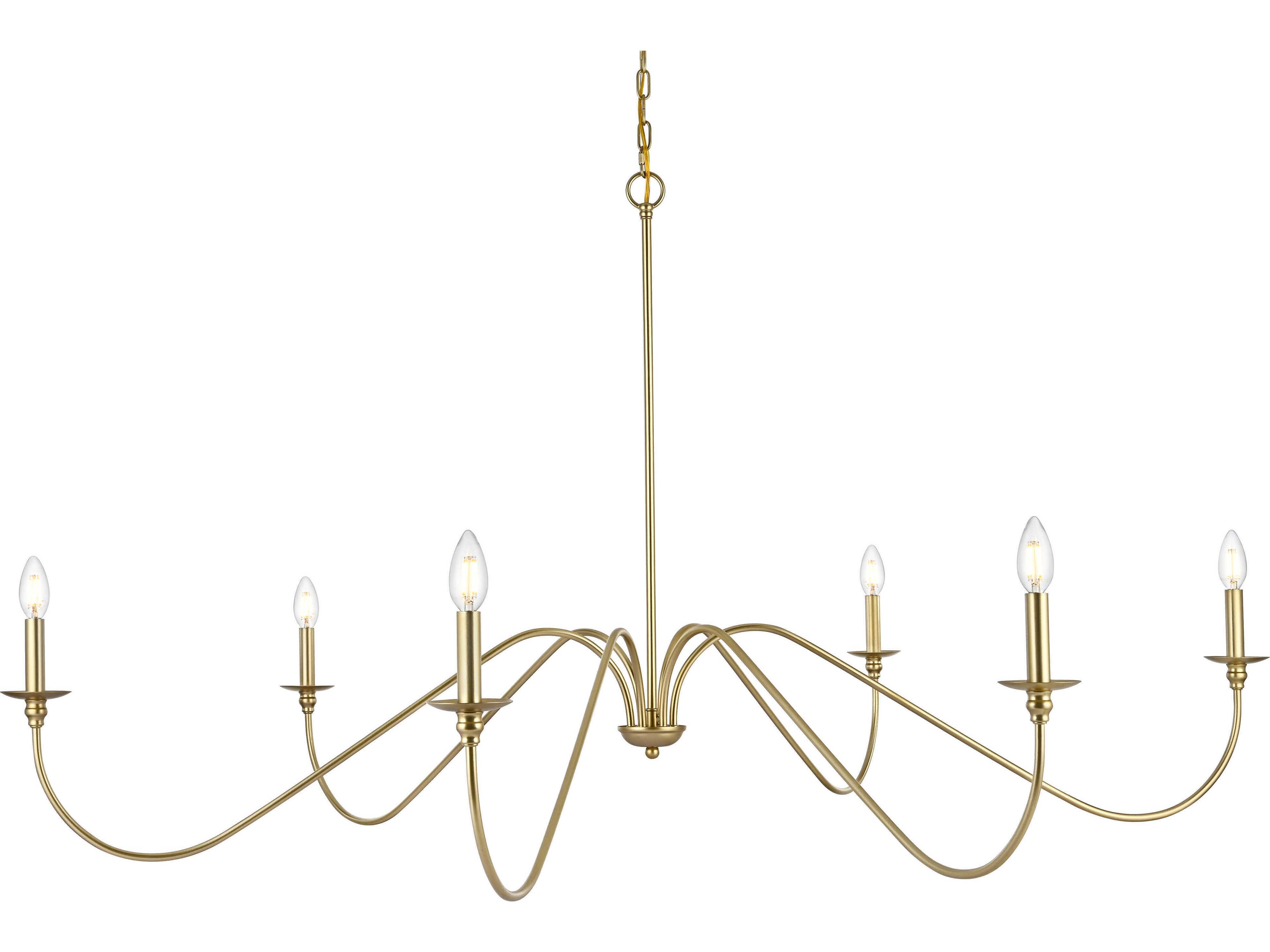 Elegant Lighting Rohan 6-Light Brass Candelabra Chandelier