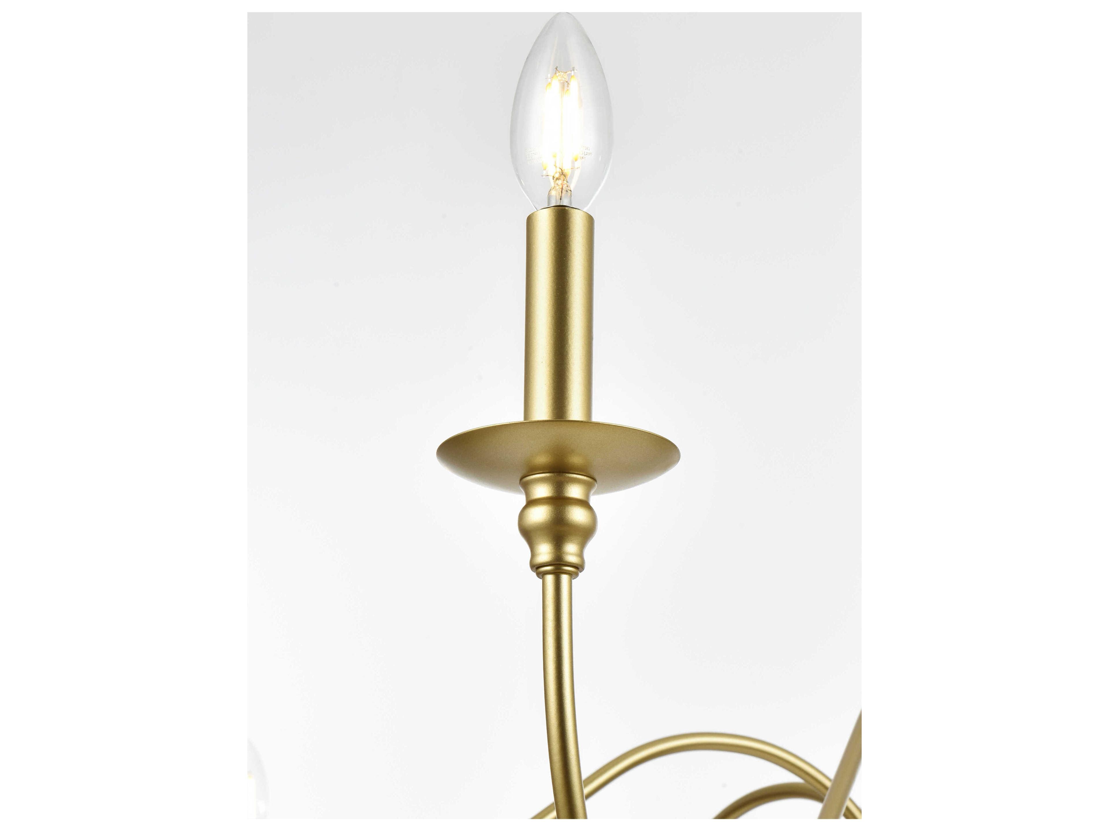Elegant Lighting Rohan 6-Light Brass Candelabra Chandelier