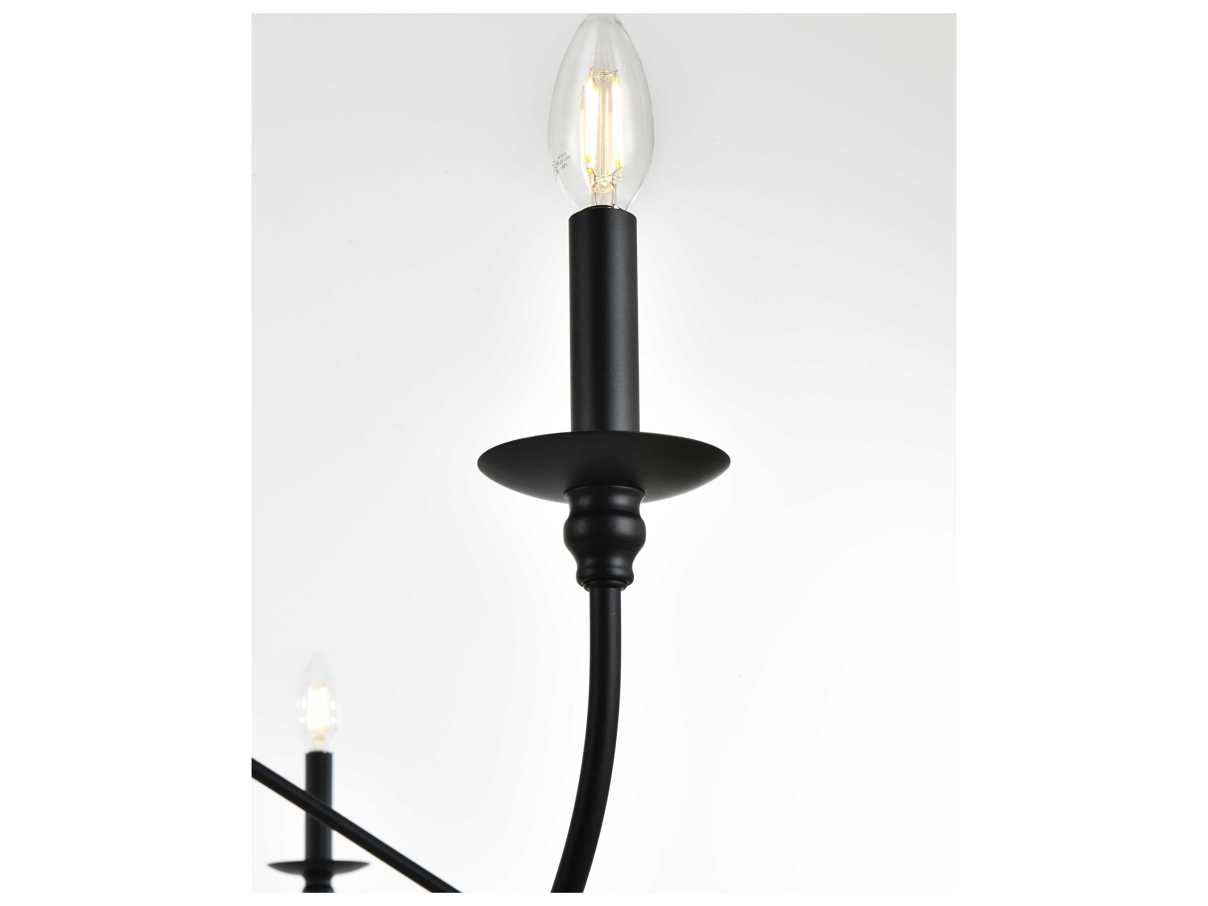 Elegant Lighting Rohan 6-Light Matte Black Candelabra Chandelier