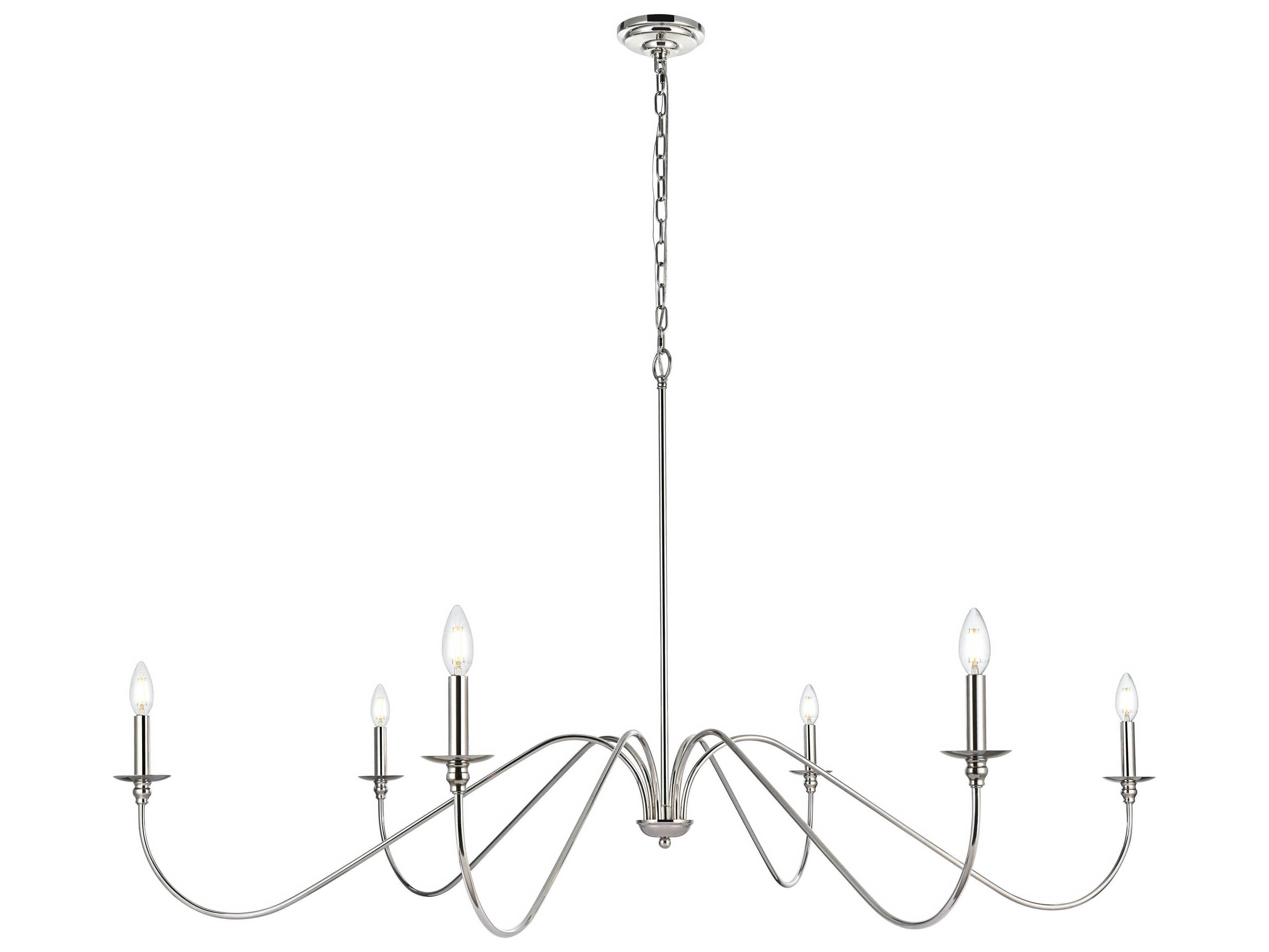 Elegant Lighting Rohan 6-Light Polished Nickel Candelabra Chandelier