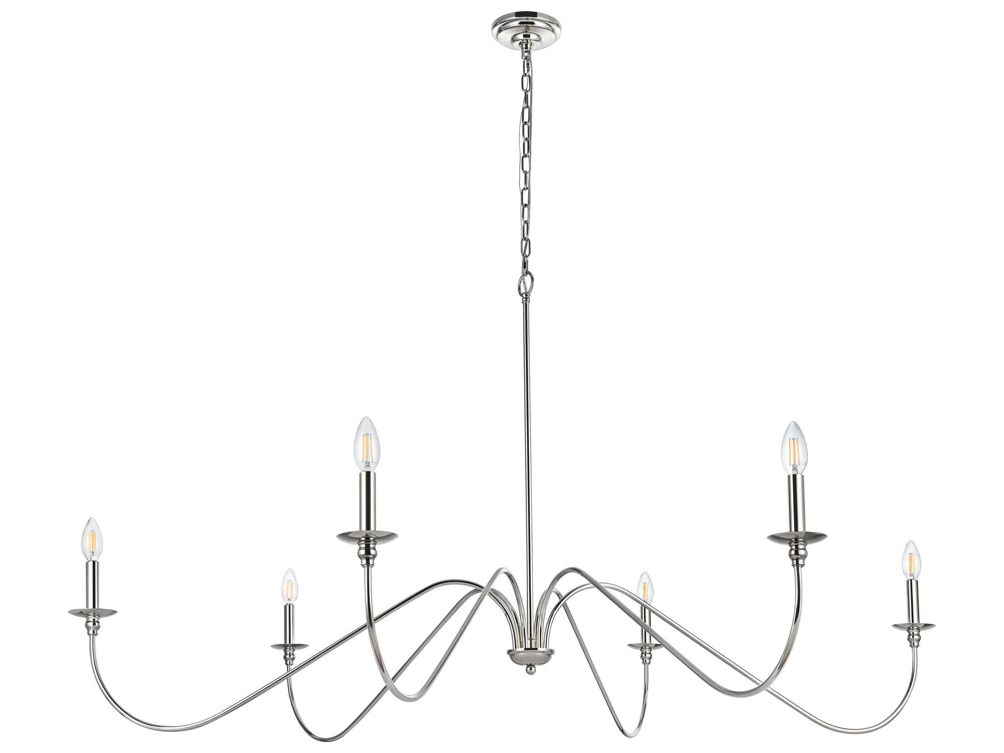Elegant Lighting Rohan 6-Light Polished Nickel Candelabra Chandelier