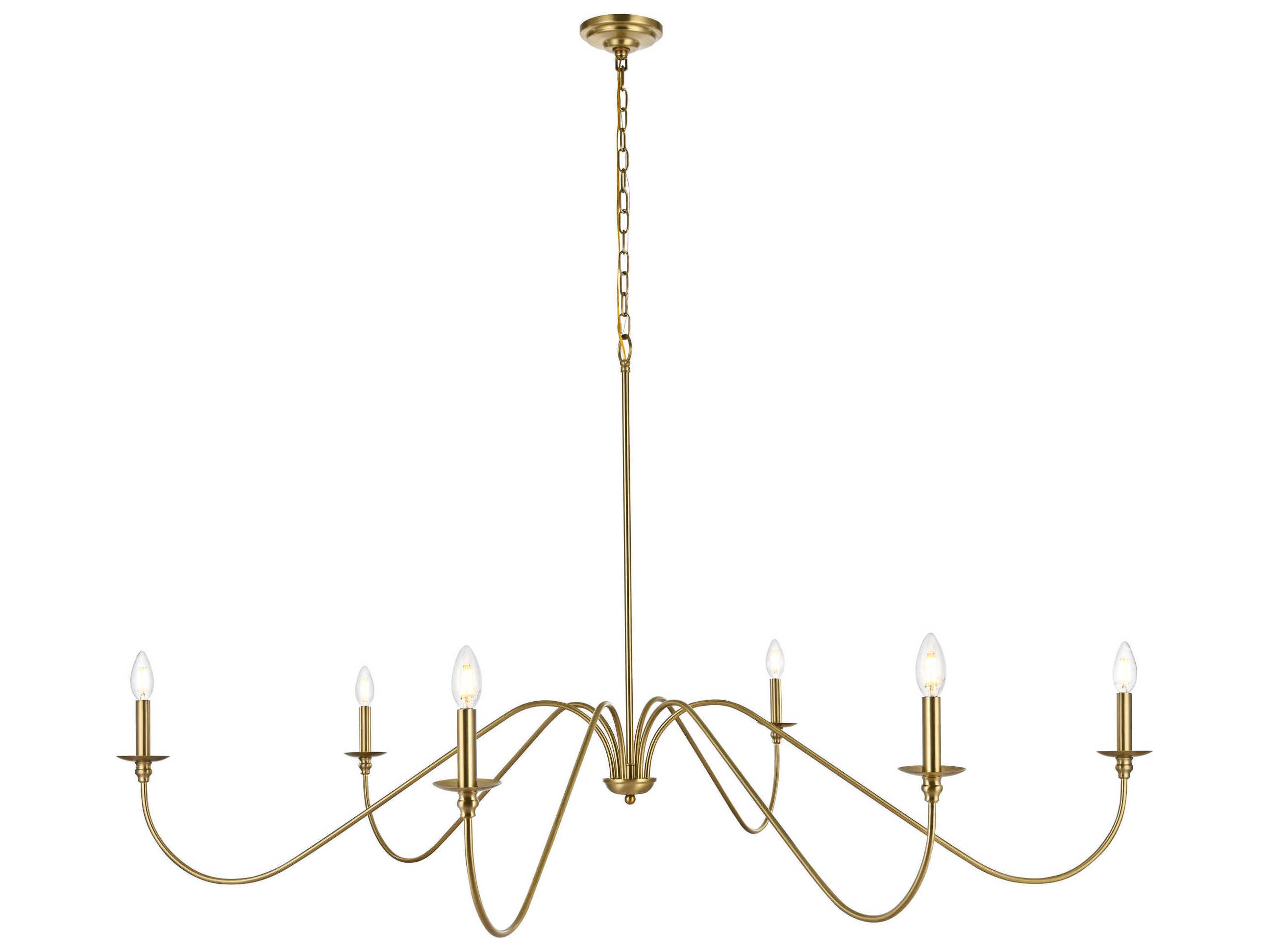 Elegant Lighting Rohan 6-Light Satin Gold Candelabra Chandelier