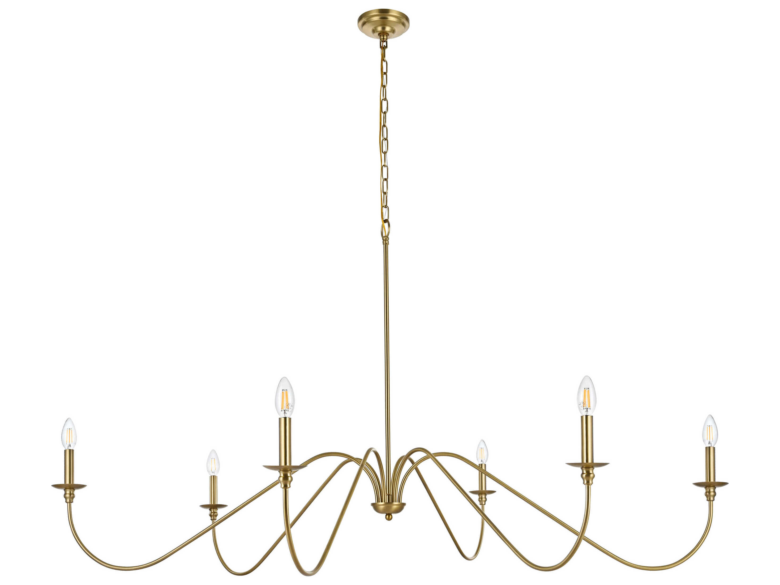 Elegant Lighting Rohan 6-Light Satin Gold Candelabra Chandelier