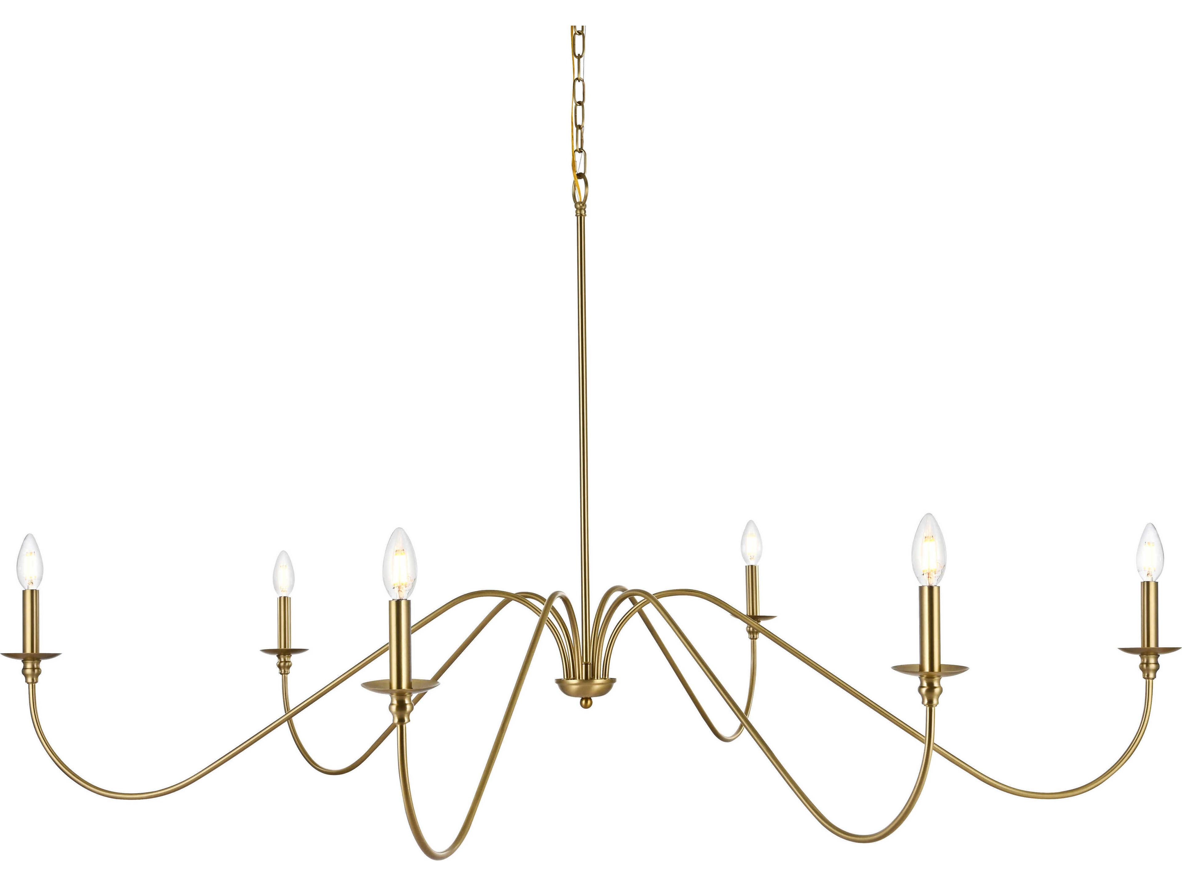 Elegant Lighting Rohan 6-Light Satin Gold Candelabra Chandelier
