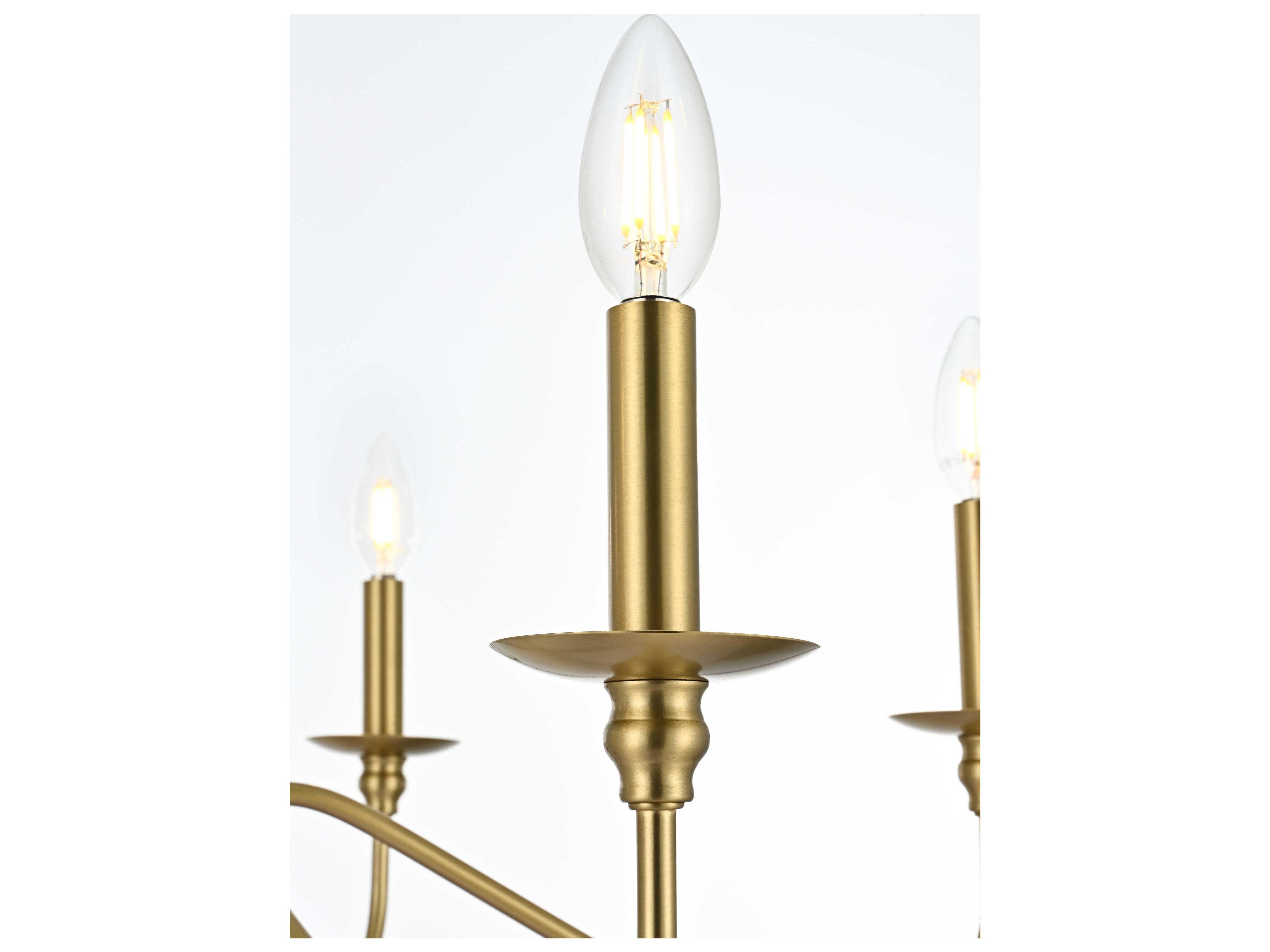 Elegant Lighting Rohan 6-Light Satin Gold Candelabra Chandelier