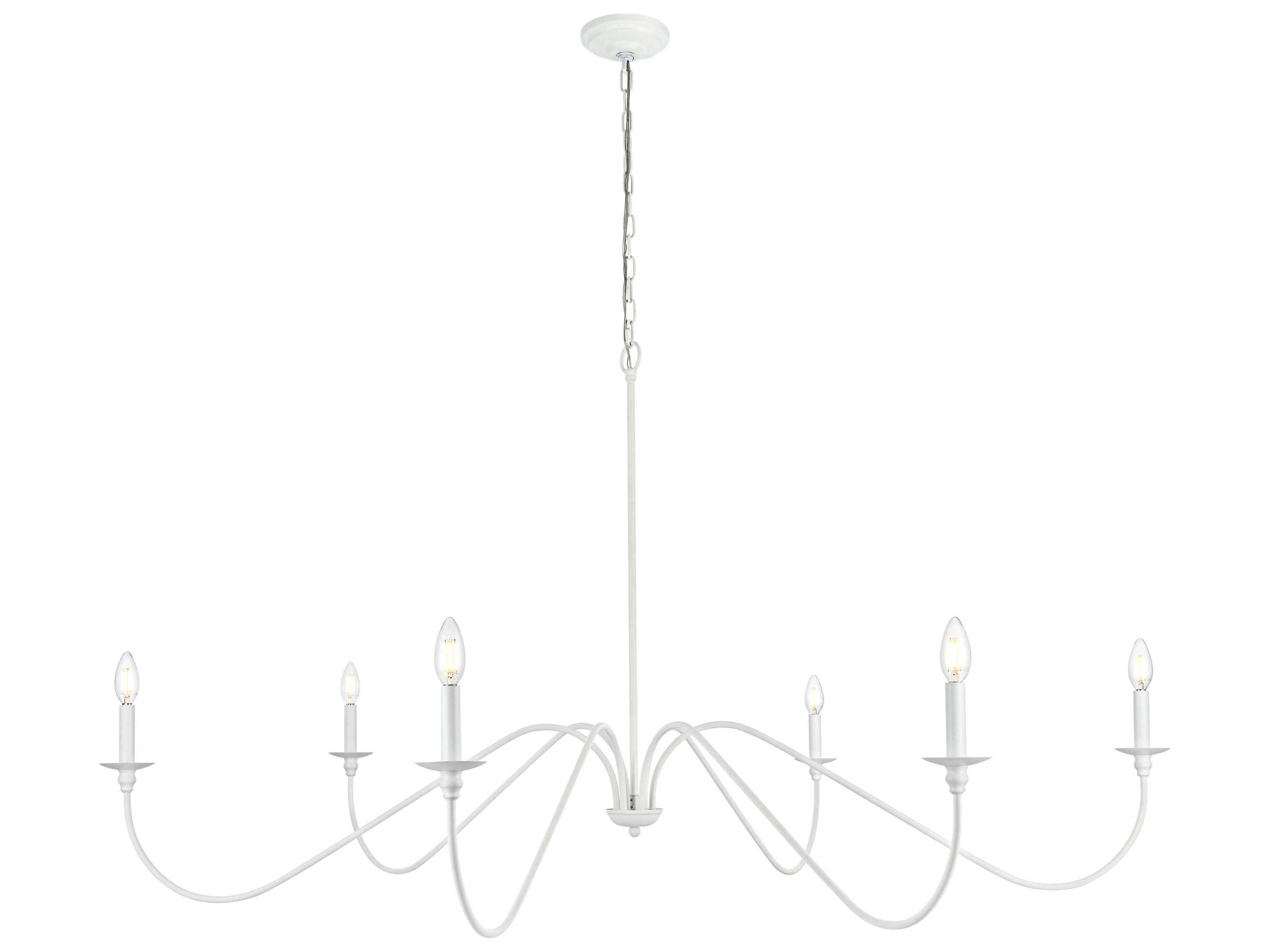 Elegant Lighting Rohan 6-Light White Candelabra Chandelier