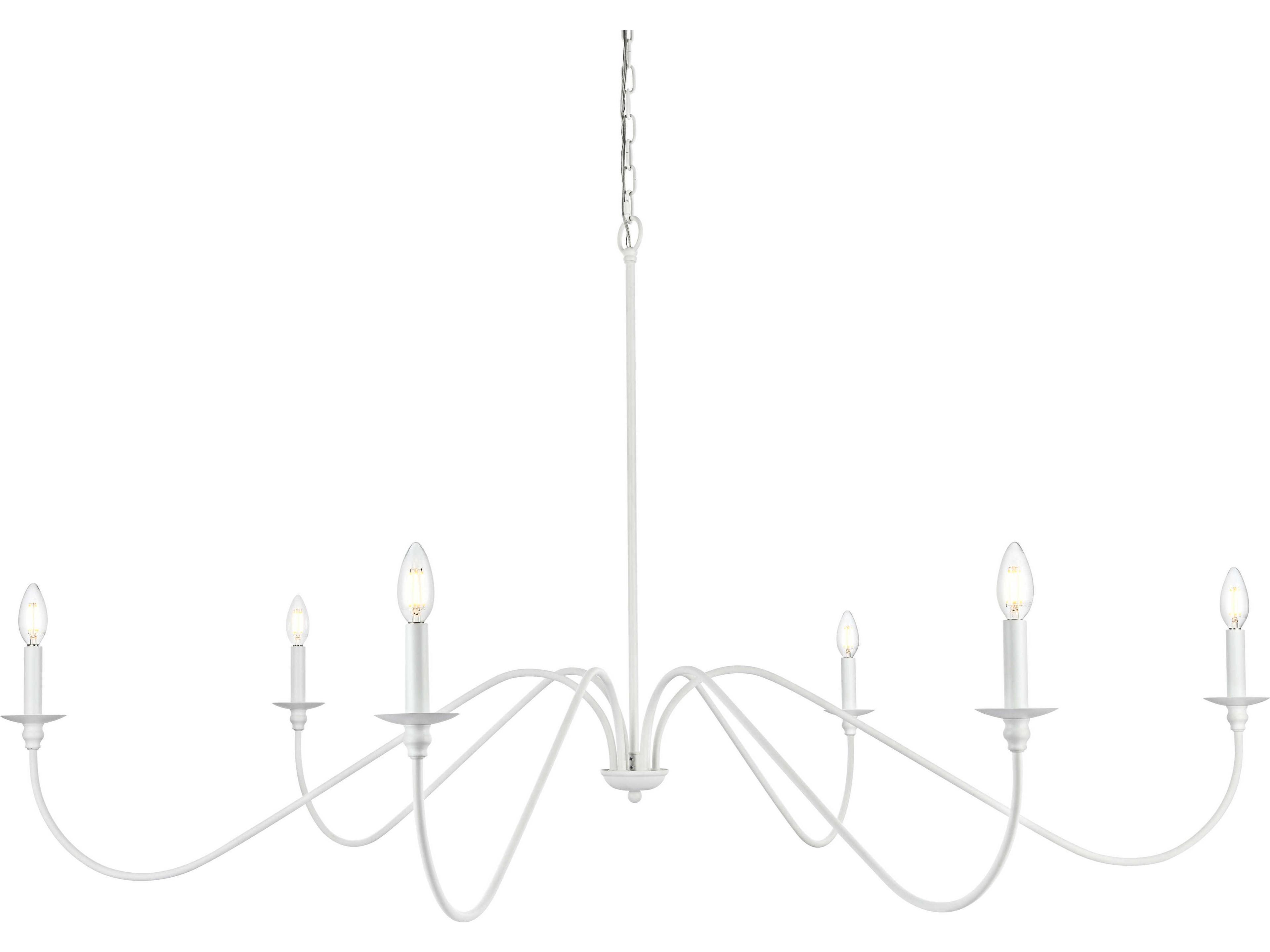 Elegant Lighting Rohan 6-Light White Candelabra Chandelier