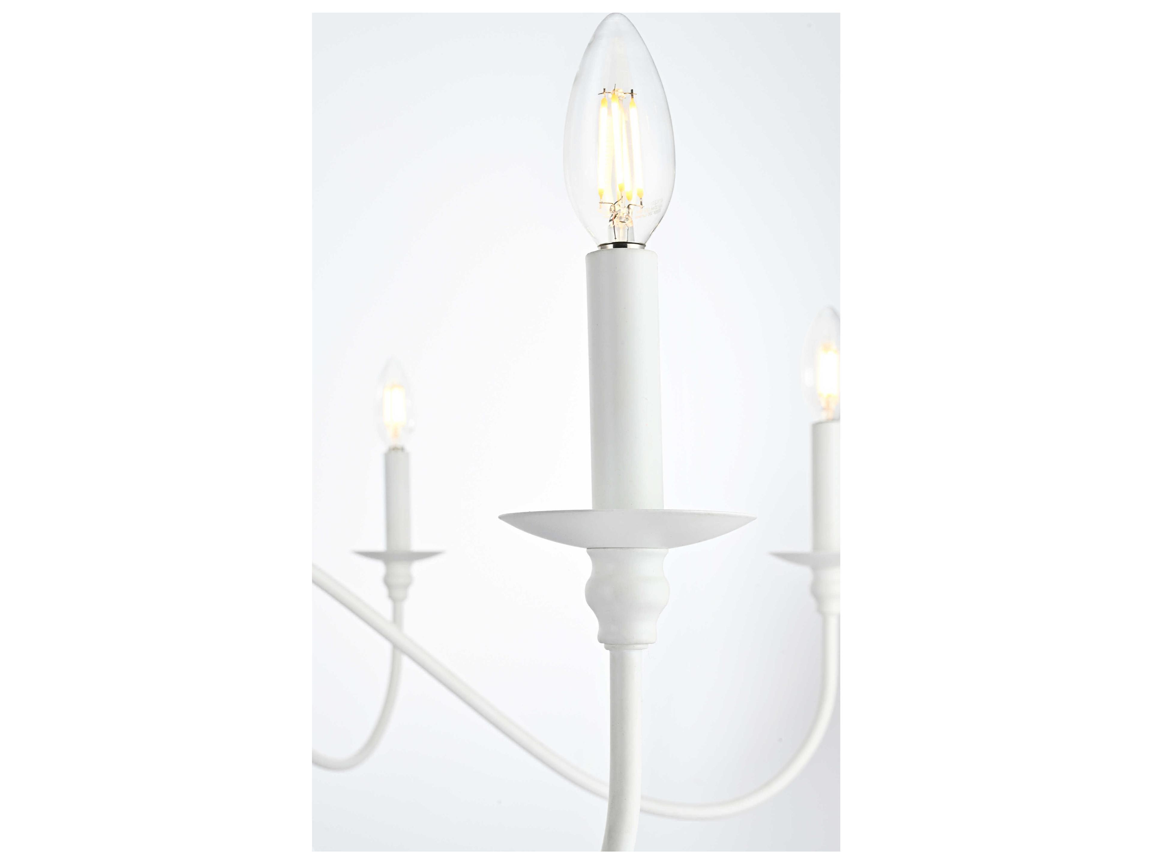 Elegant Lighting Rohan 6-Light White Candelabra Chandelier