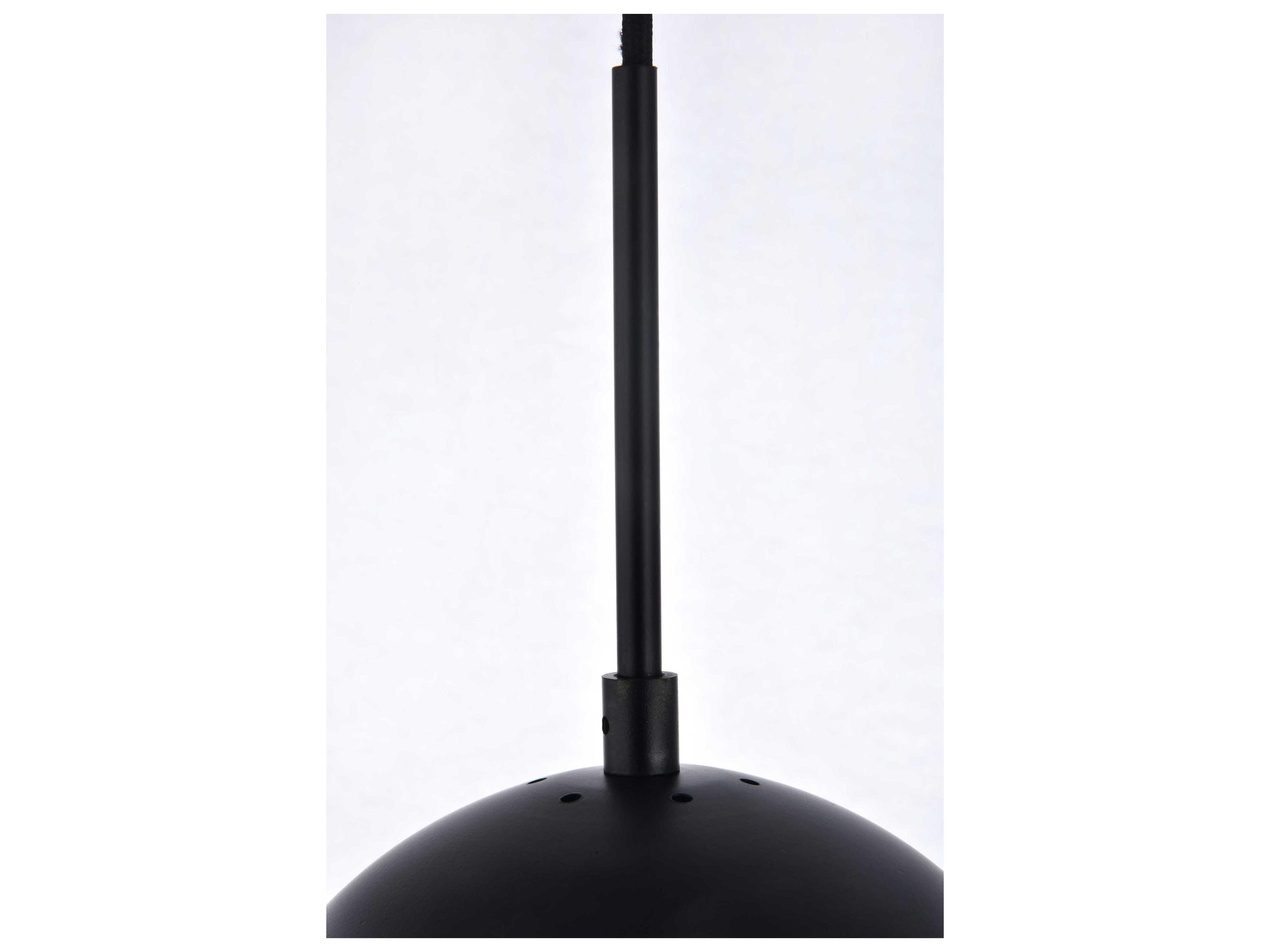 Elegant Lighting Eclipse 1-Light Black Glass Globe Mini Pendant