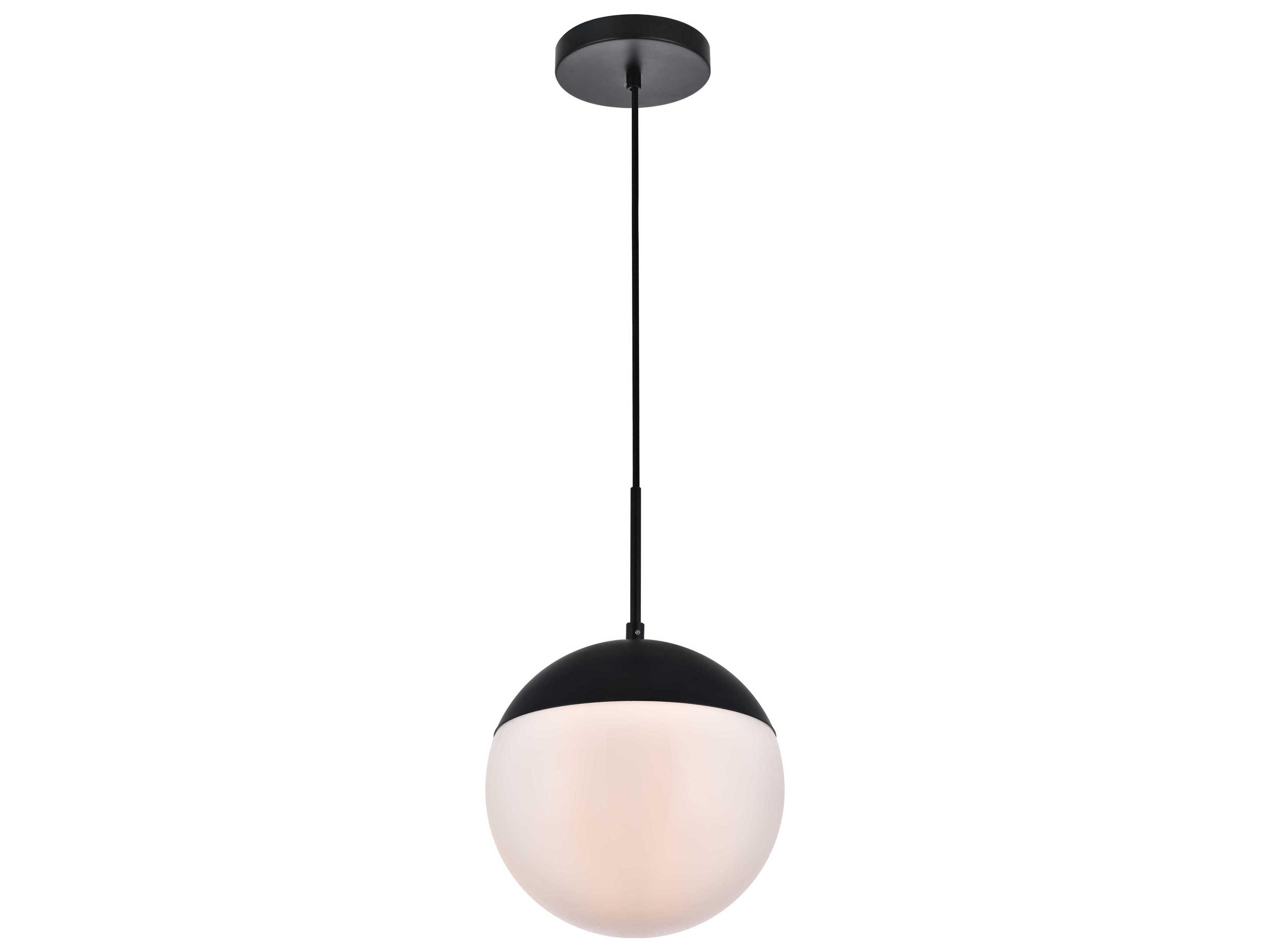 Elegant Lighting Eclipse 1-Light Black Glass Globe Mini Pendant