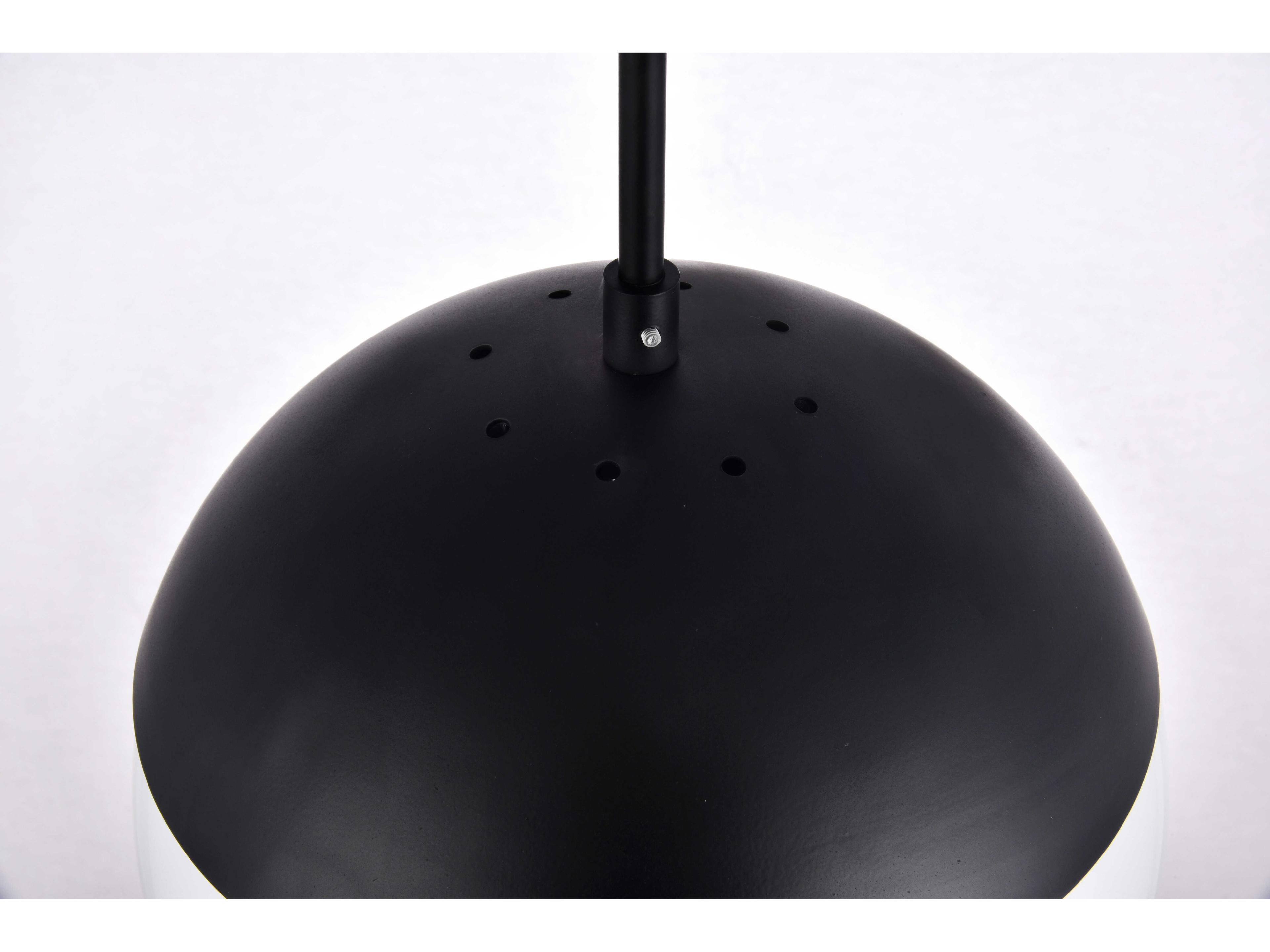 Elegant Lighting Eclipse 1-Light Black Glass Globe Mini Pendant
