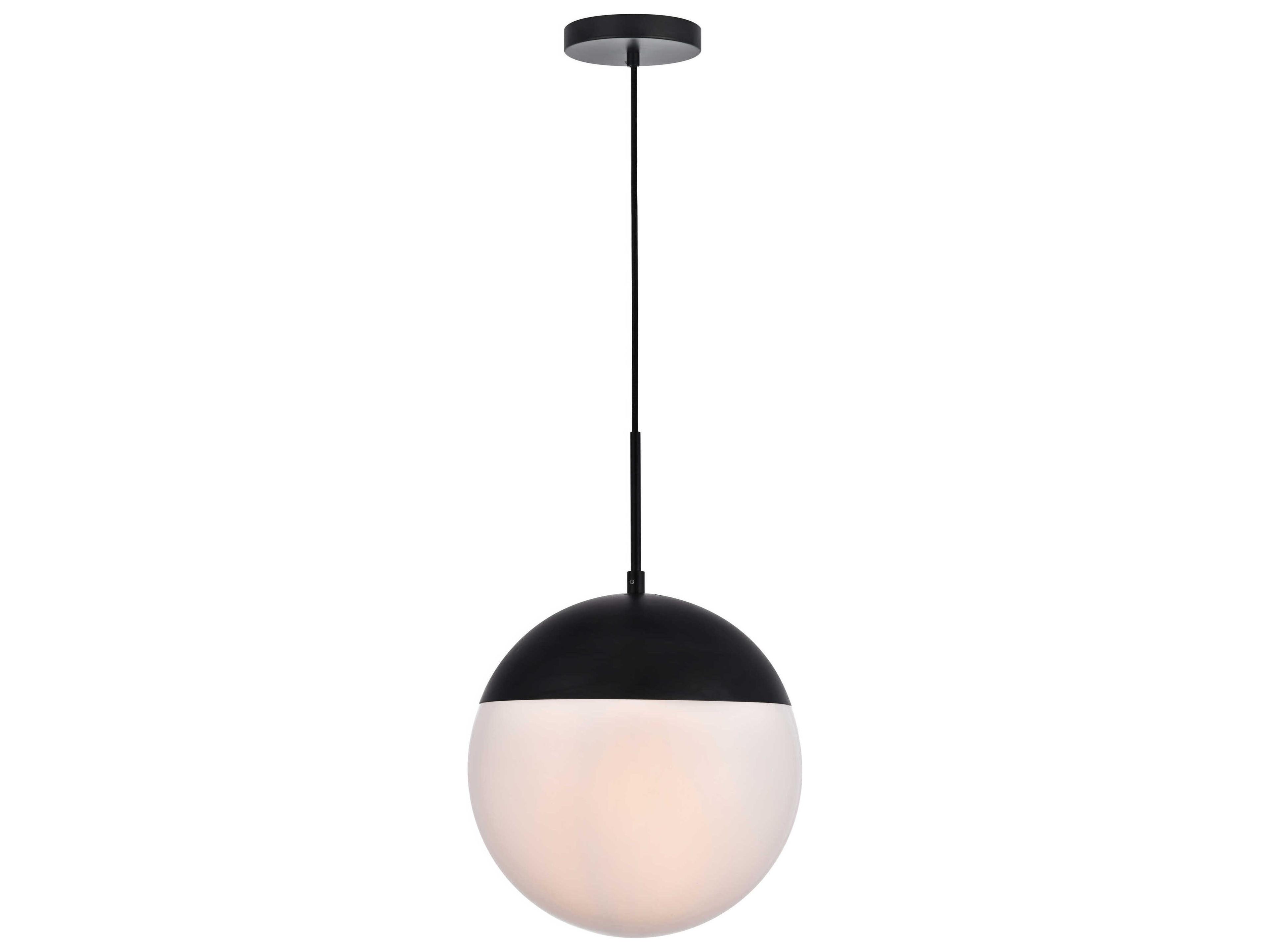 Elegant Lighting Eclipse 1-Light Black Glass Globe Mini Pendant