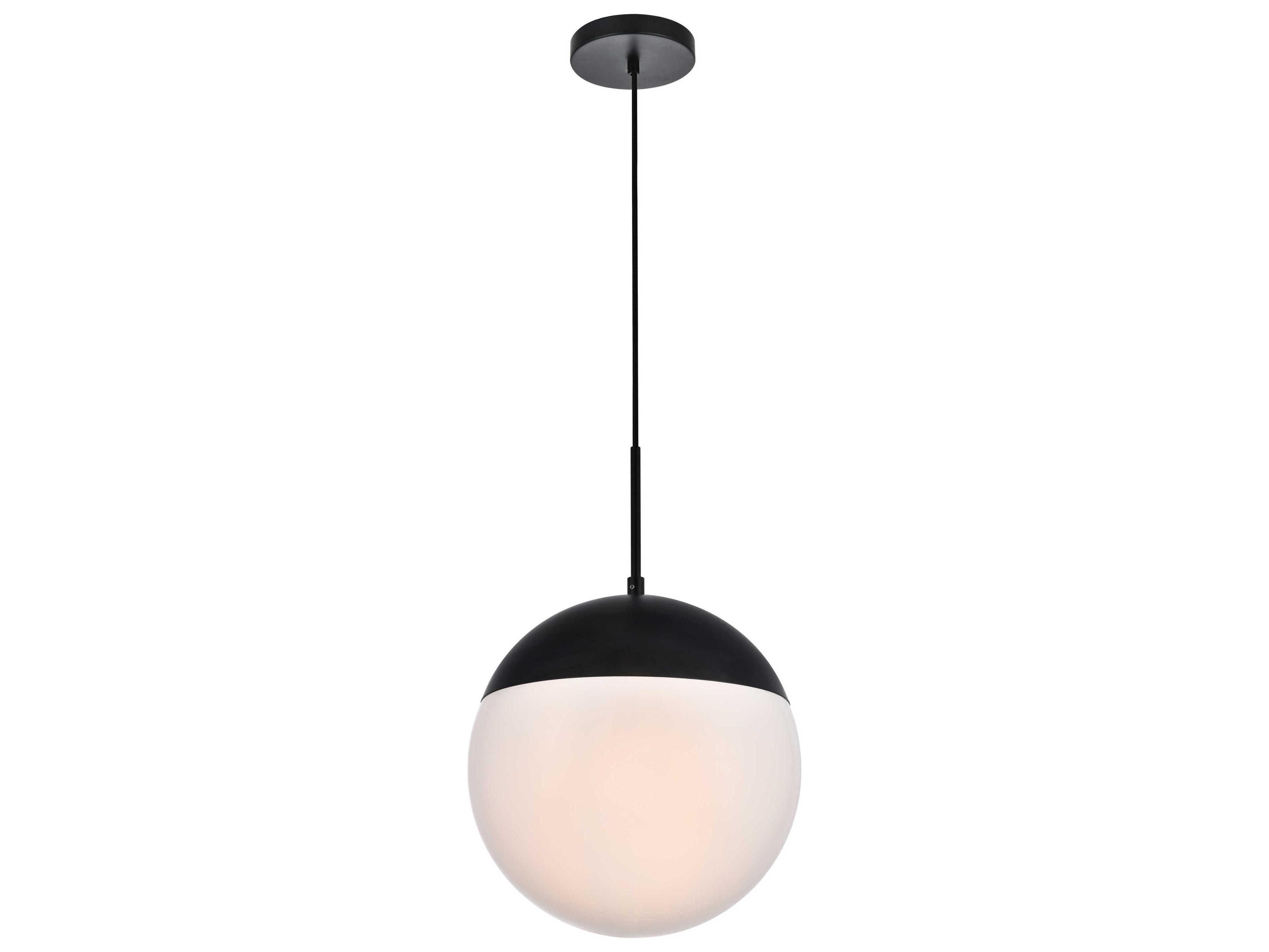 Elegant Lighting Eclipse 1-Light Black Glass Globe Mini Pendant