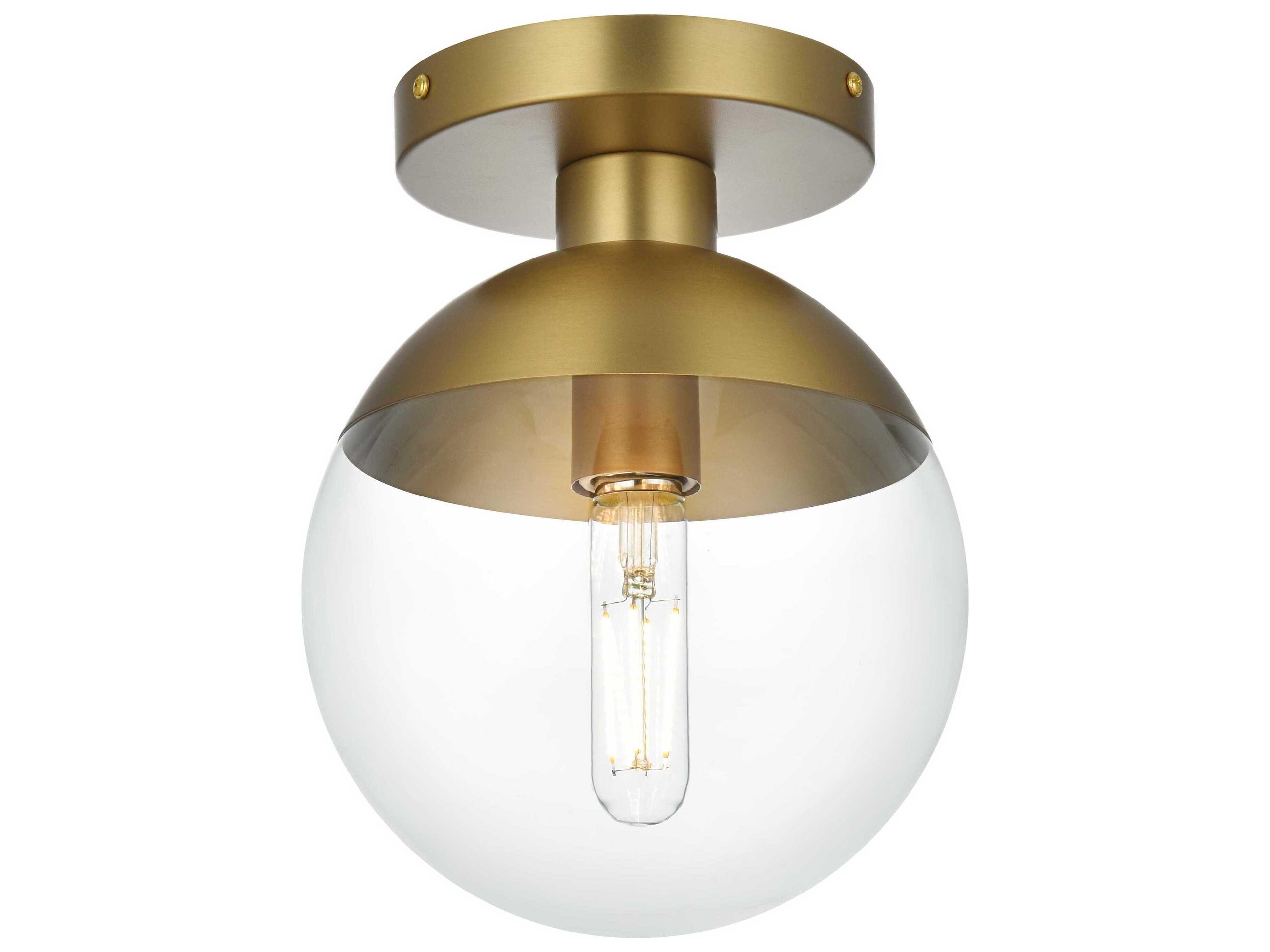 Elegant Lighting Eclipse 1-Light Satin Gold Globe Semi Flush Mount