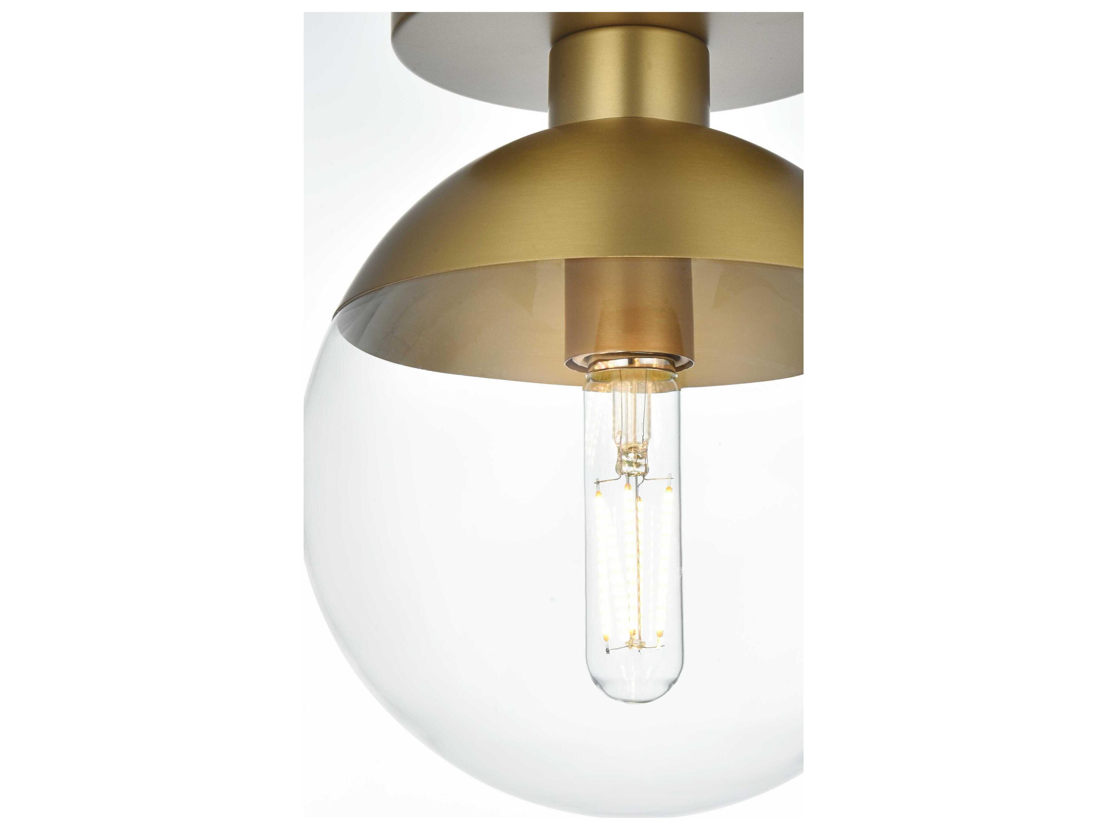 Elegant Lighting Eclipse 1-Light Satin Gold Globe Semi Flush Mount