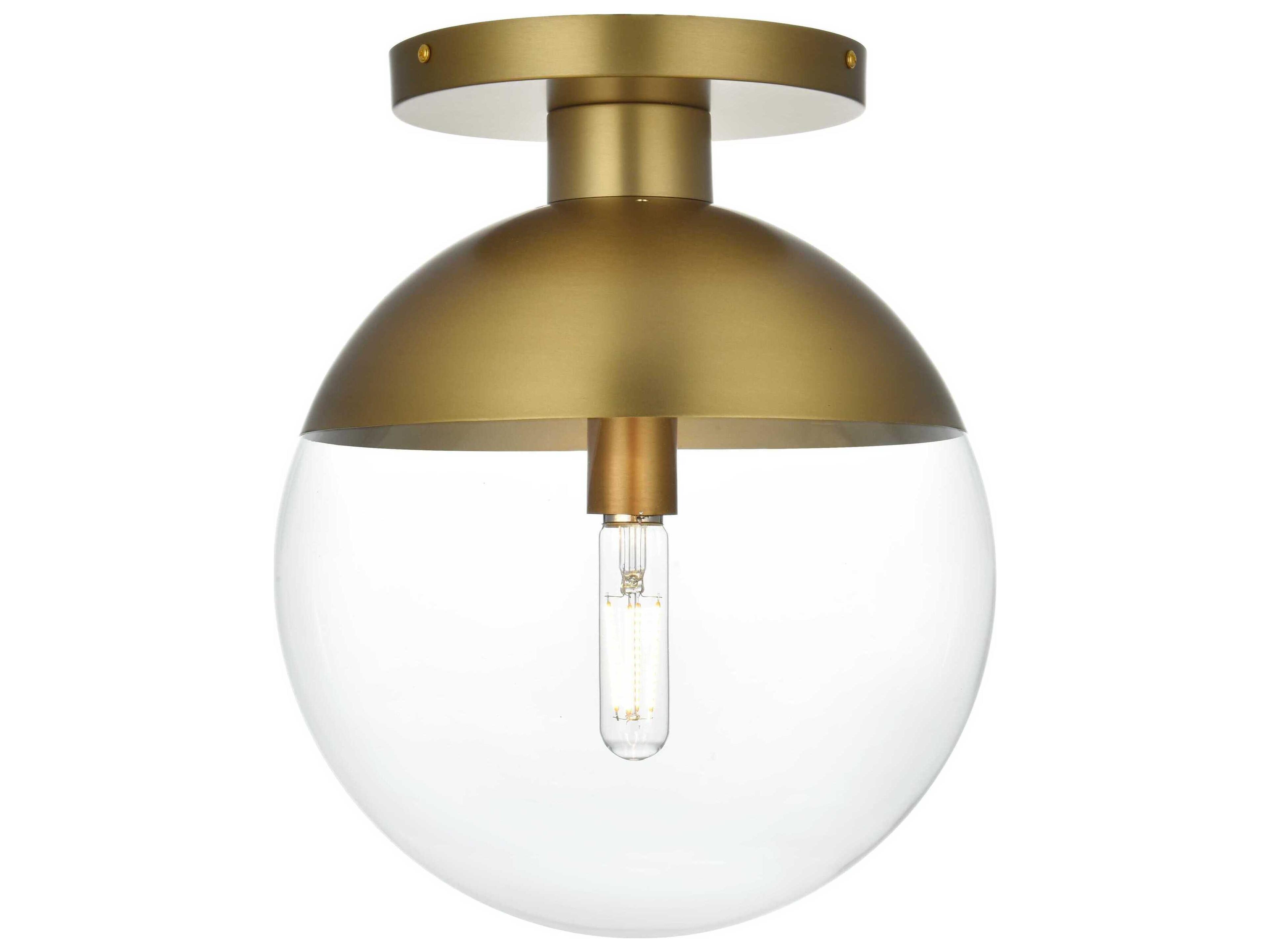Elegant Lighting Eclipse 1-Light Satin Gold Globe Semi Flush Mount