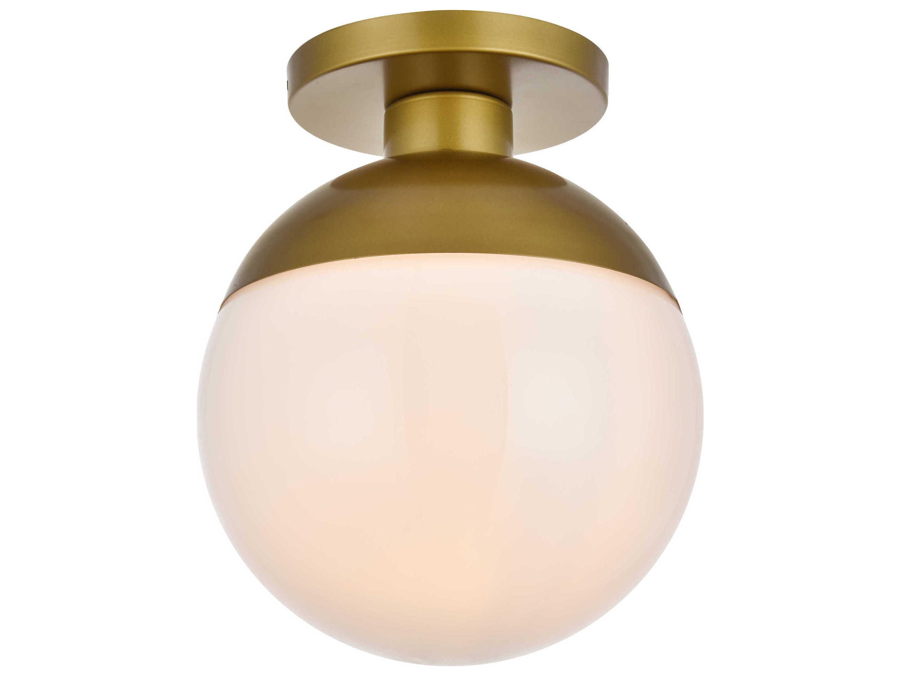 Elegant Lighting Eclipse 1-Light Brass Glass Globe Semi Flush Mount