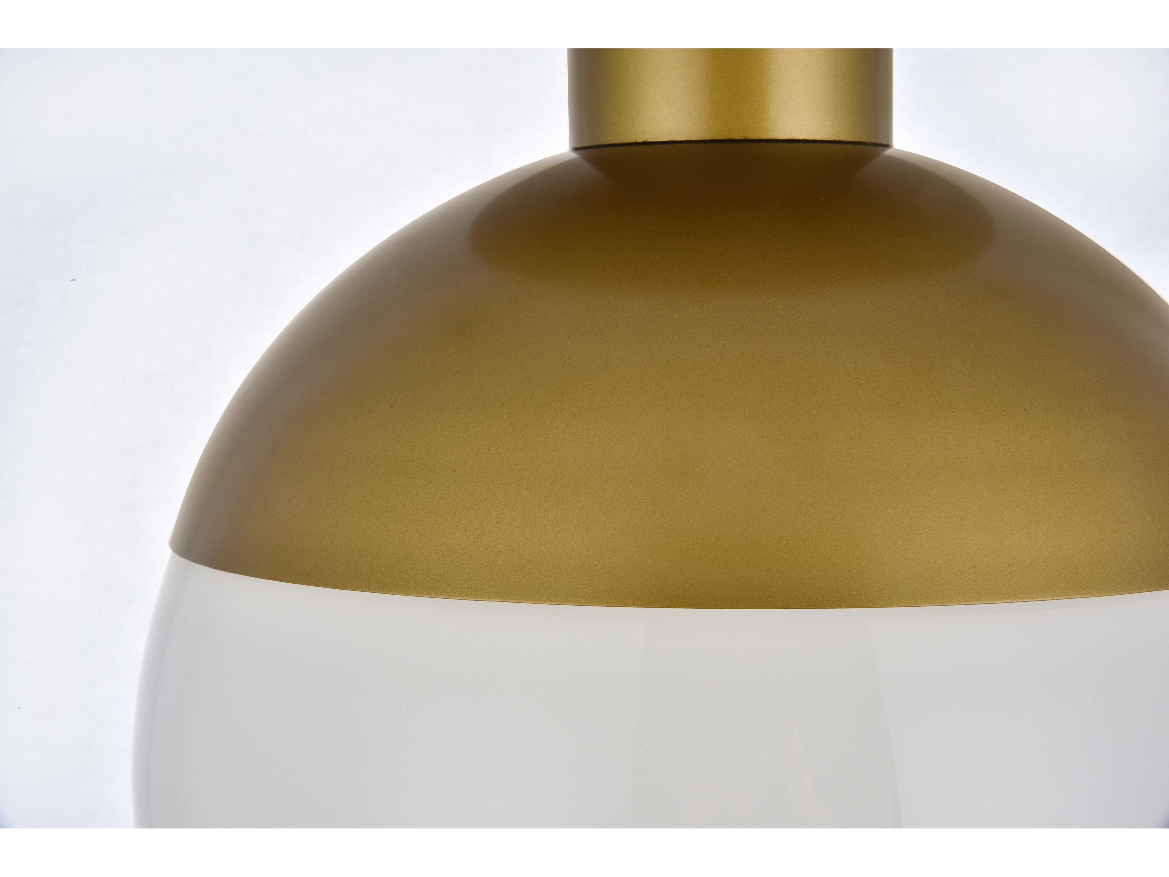 Elegant Lighting Eclipse 1-Light Brass Glass Globe Semi Flush Mount